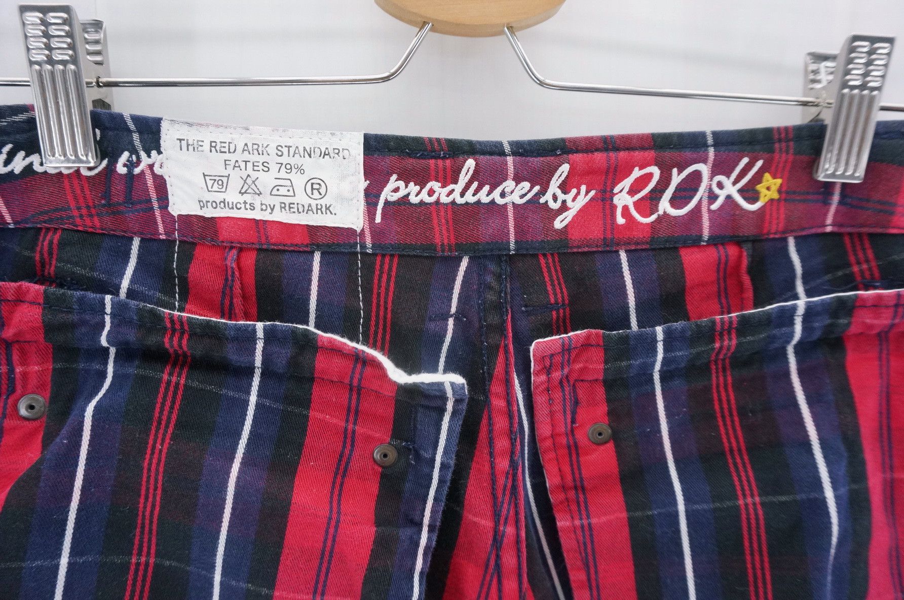 Japanese Brand 💥 Vintage RE DARK Plaid Skinny Punk Short Rise Worn Pants Size US 29 - 12 Thumbnail