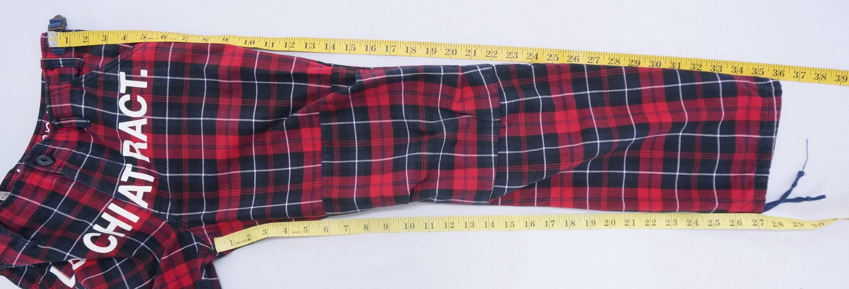 Japanese Brand 💥 Vintage RE DARK Plaid Skinny Punk Short Rise Worn Pants Size US 29 - 16 Thumbnail