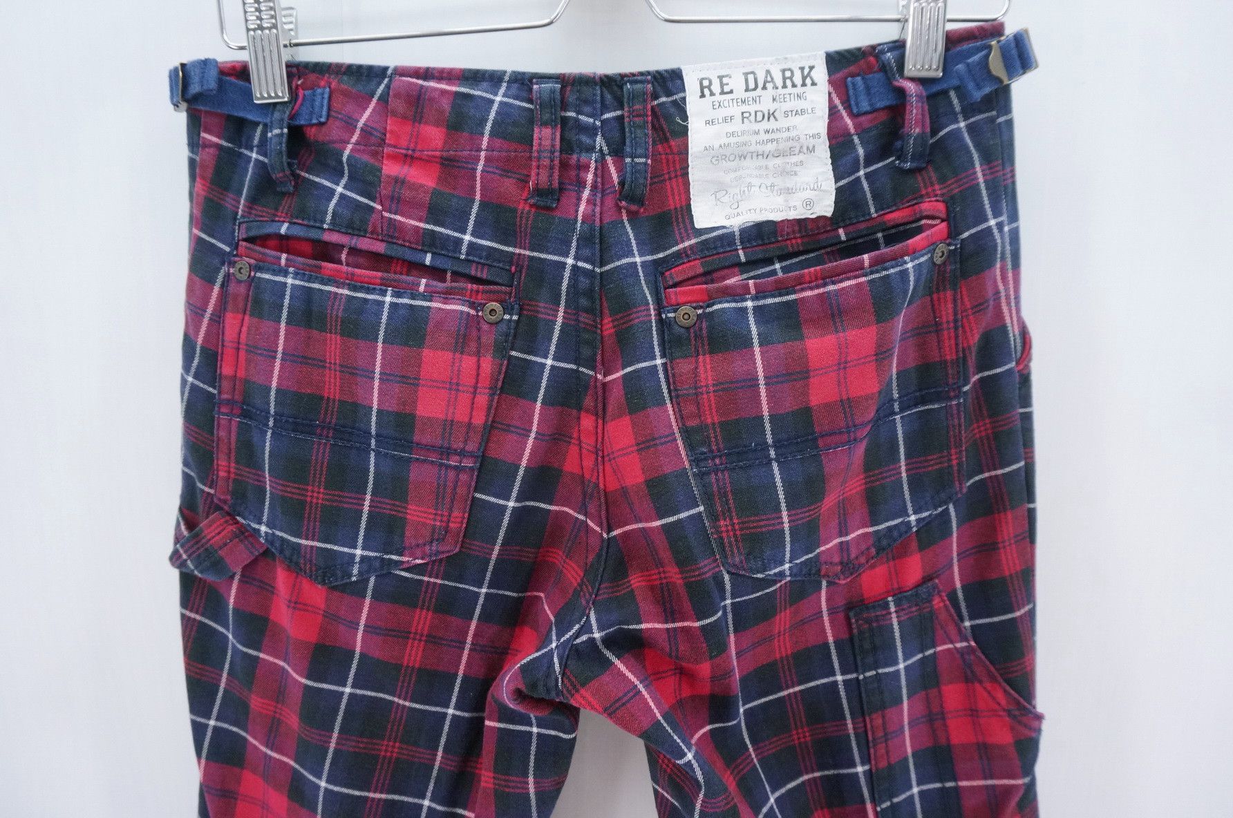 Japanese Brand 💥 Vintage RE DARK Plaid Skinny Punk Short Rise Worn Pants Size US 29 - 7 Thumbnail