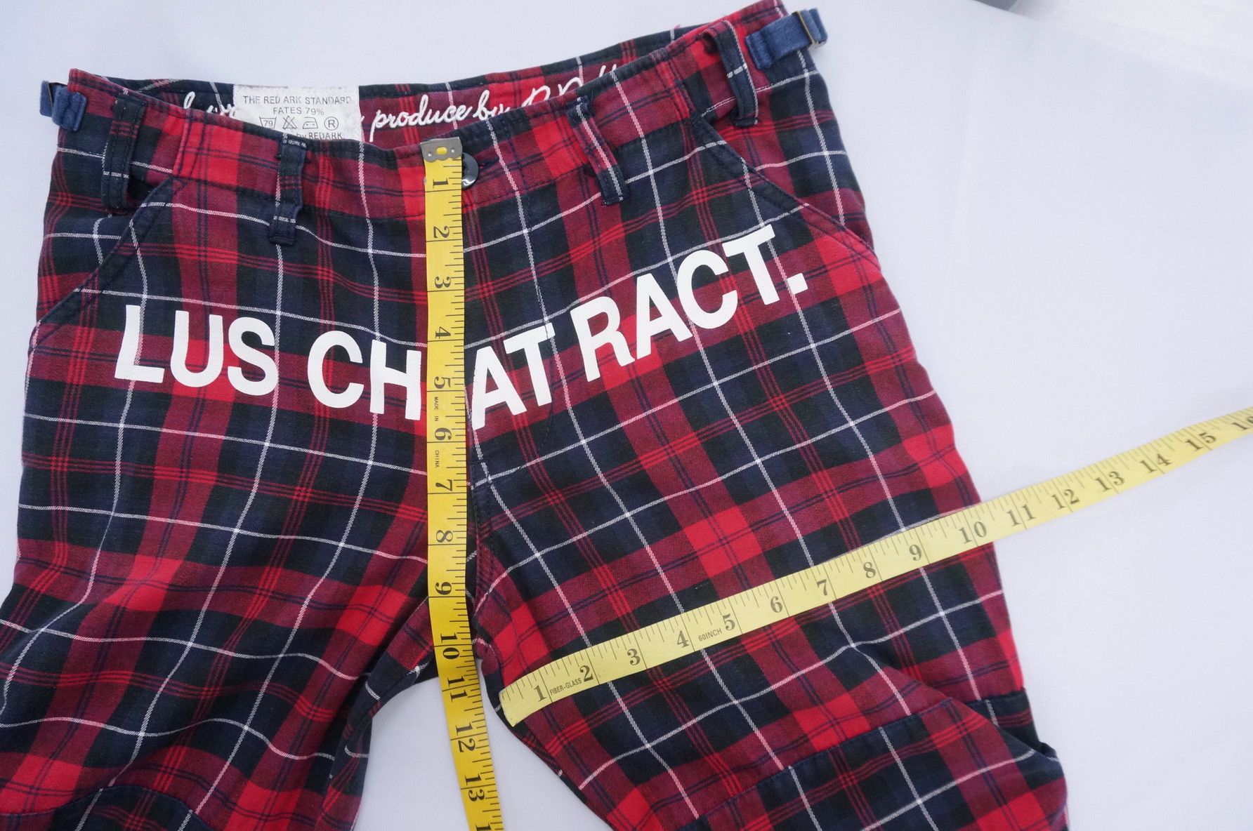 Japanese Brand 💥 Vintage RE DARK Plaid Skinny Punk Short Rise Worn Pants Size US 29 - 17 Thumbnail