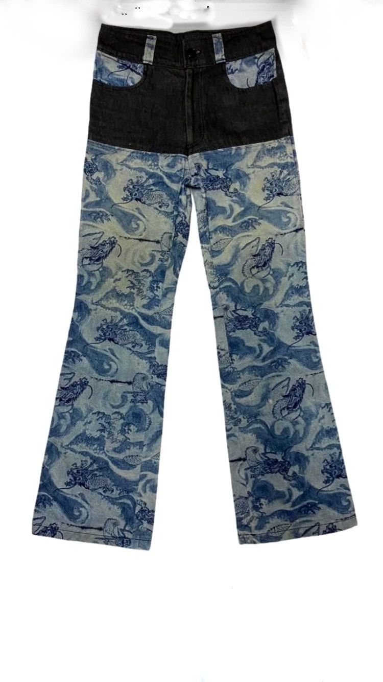 Hysteric Glamour × Japanese Brand Fnl drp b4 relist Karakuri Tamashii Flare Denim Pants Size US 31 - 1 Thumbnail