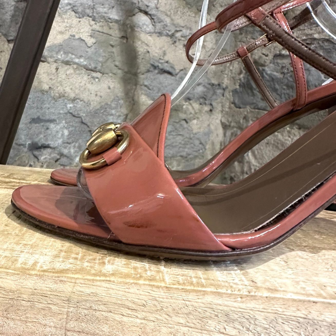 Gucci Gucci Tan Patent Leather Horsebit Heeled Sandals Size US 10 / IT 40 - 6 Thumbnail