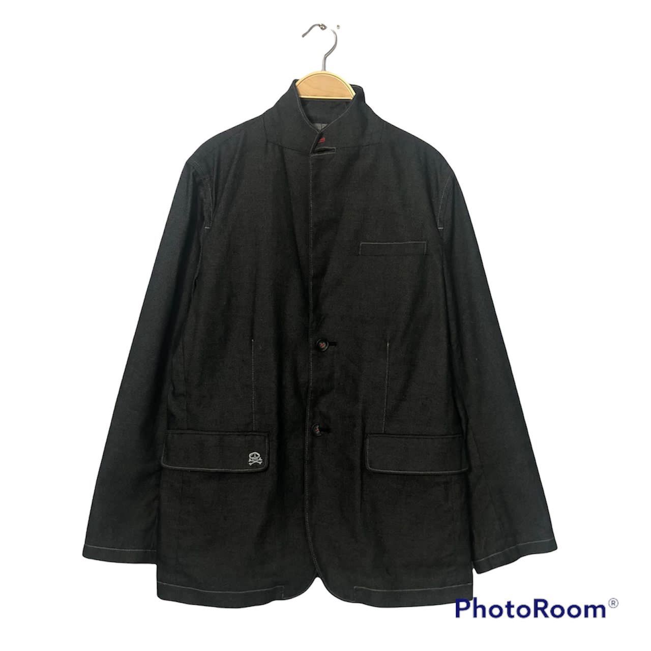 image of Skulls Vintage Blue Cross Denim Jacket in Dark Gray, Men's (Size Small)
