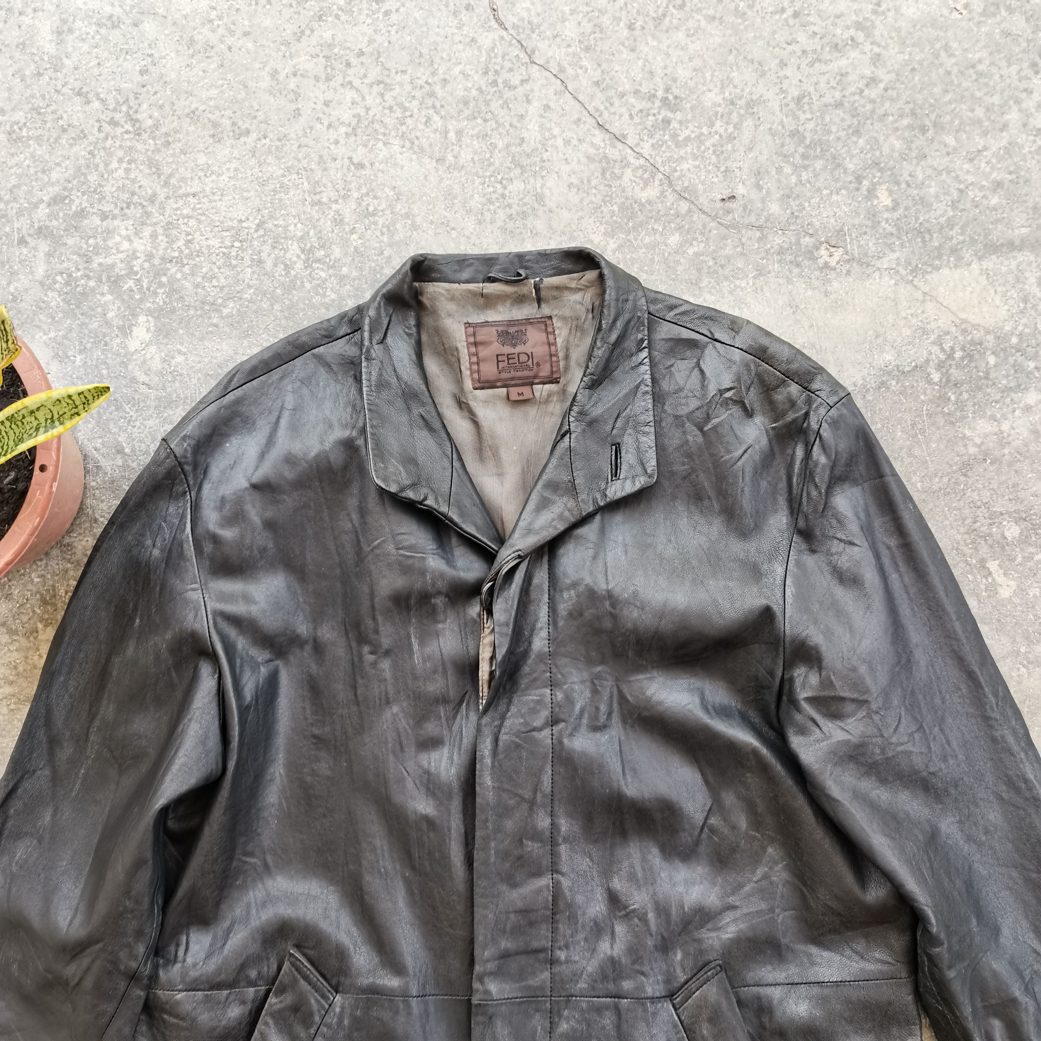Japanese Brand × Vintage Vintage 90s FEDI Leather Trench Coat Size US M / EU 48-50 / 2 - 4 Thumbnail