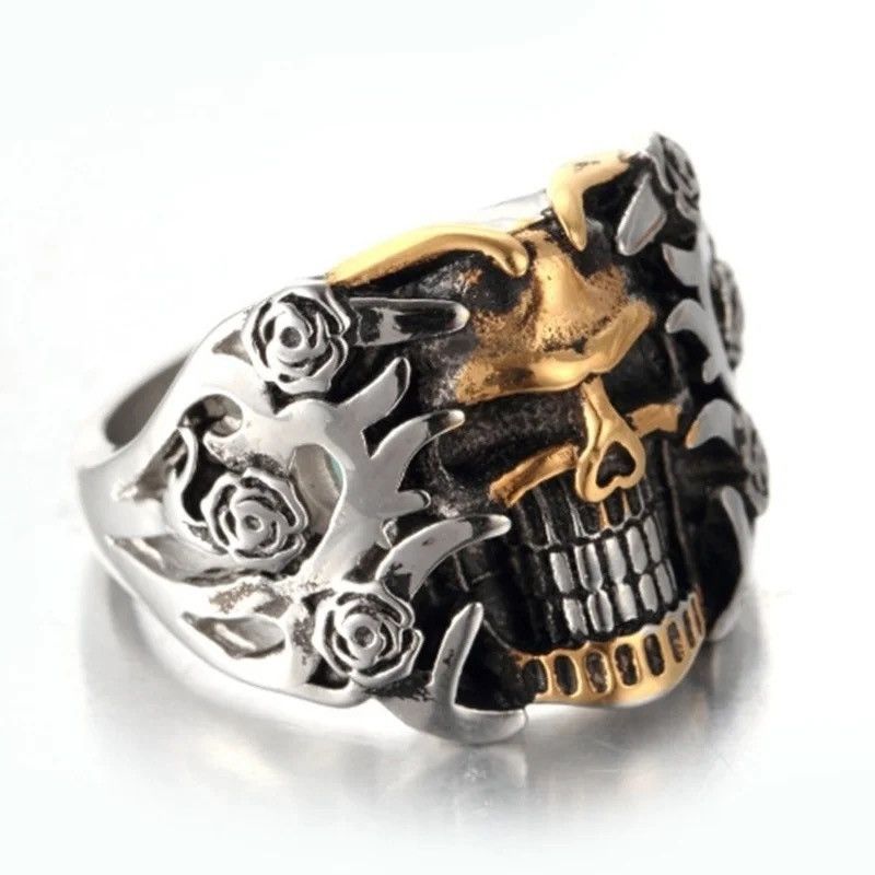 Jewelry Skull Rose Gothic Ring (size 7-14) Size ONE SIZE - 2 Thumbnail
