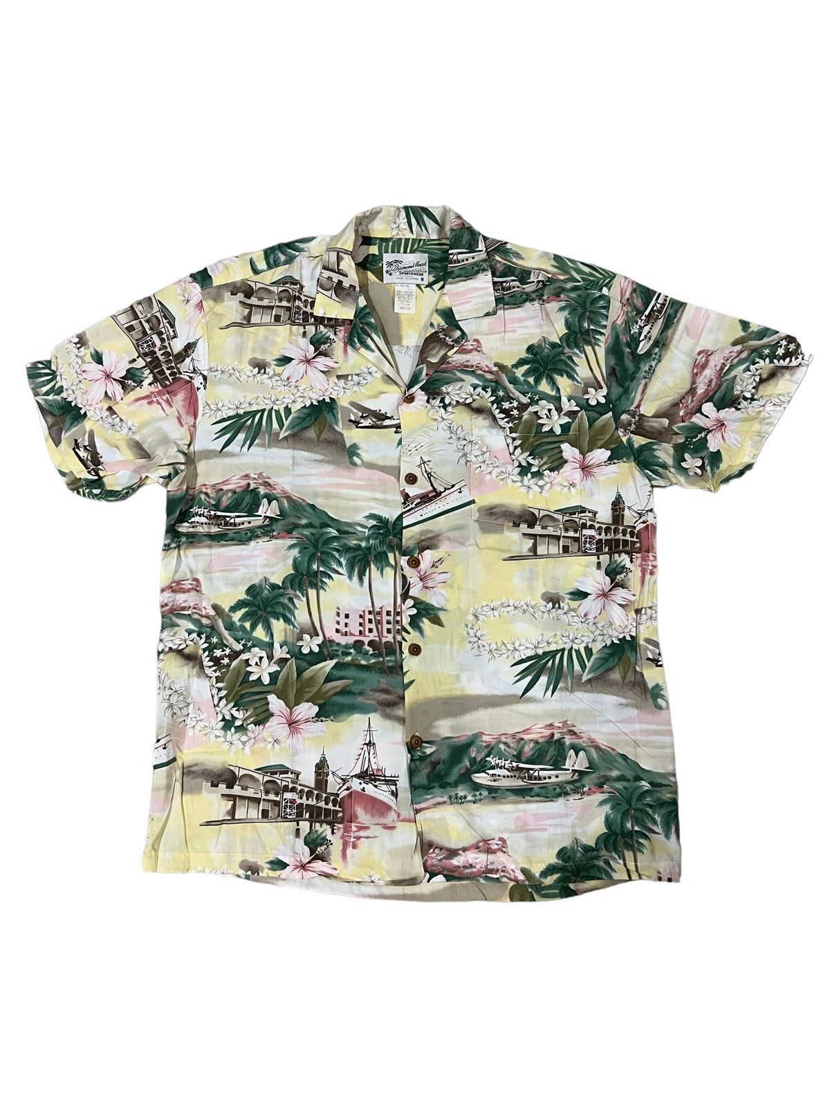 Diamond Head 1980s Diamond Head Camp Collar Rayon Hawaiian Motif Shirt Size US M / EU 48-50 / 2 - 1 Thumbnail