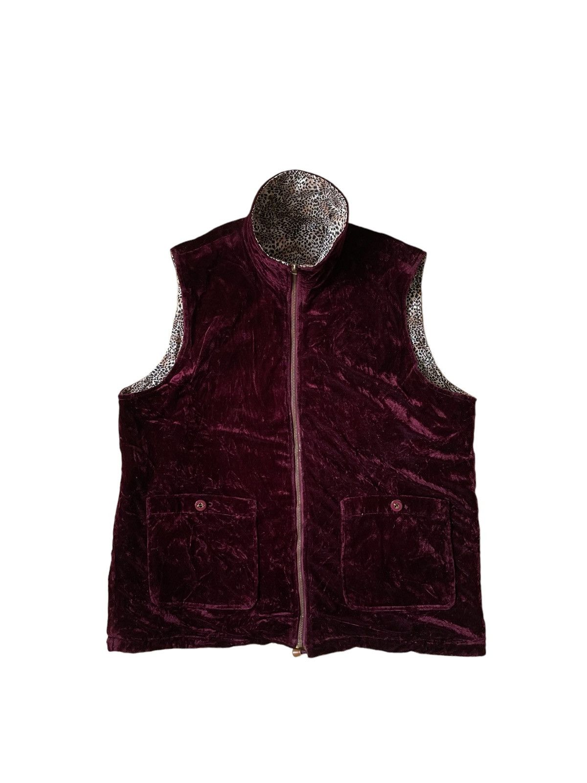 Japanese Brand Velvet Leopard Style Reversible Vest