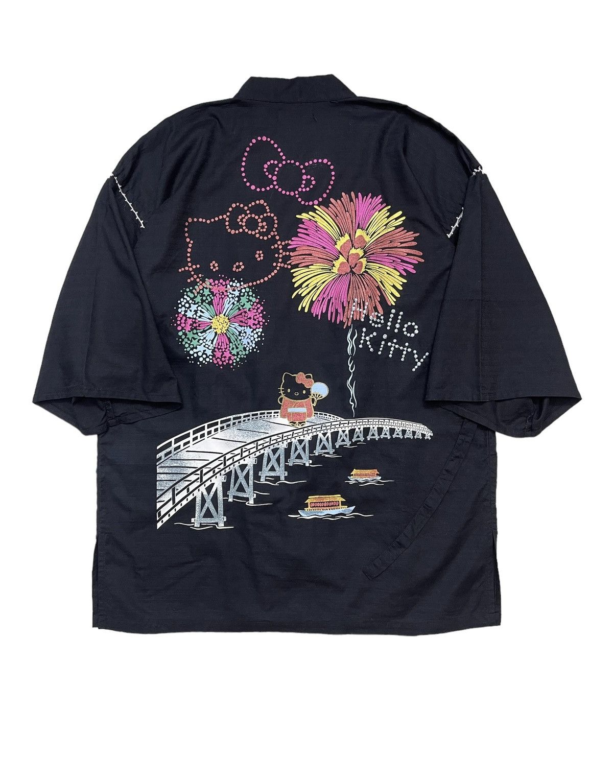 image of Kimono Japan Dragon x Vintage Hello Kitty Kimono Japan in Black, Men's (Size Large)
