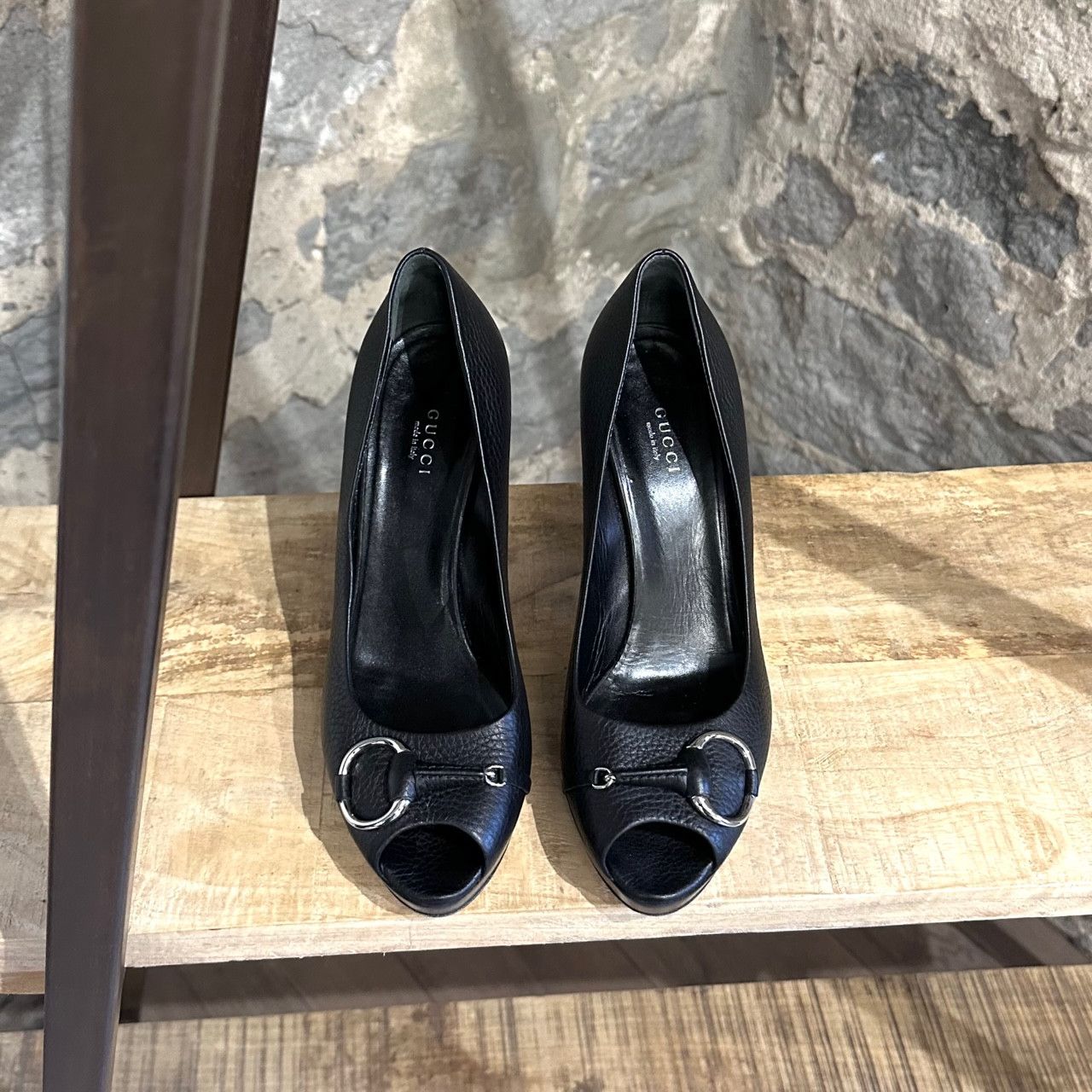 Gucci Gucci Black Platform Silver Accent Opened Toe Pumps Size US 10 / IT 40 - 2 Thumbnail