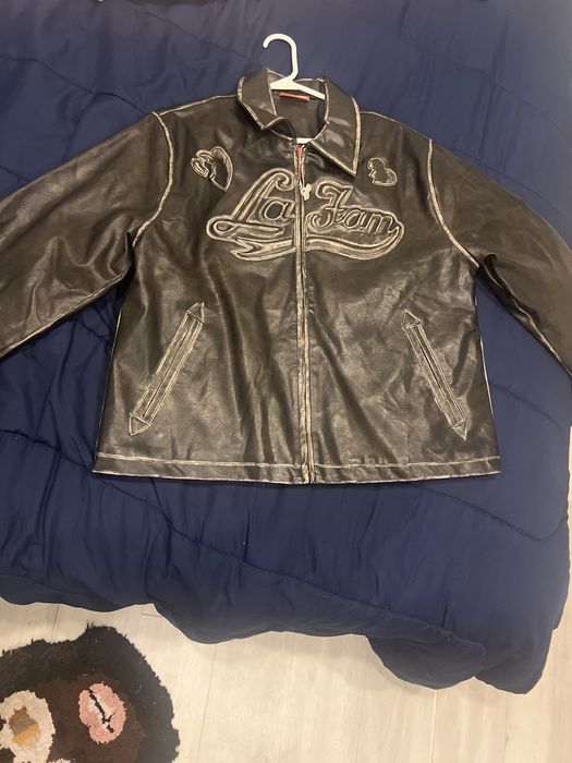 Vintage La Fam Amsterdam DISTRESSED ALL LEATHER JACKET | Grailed