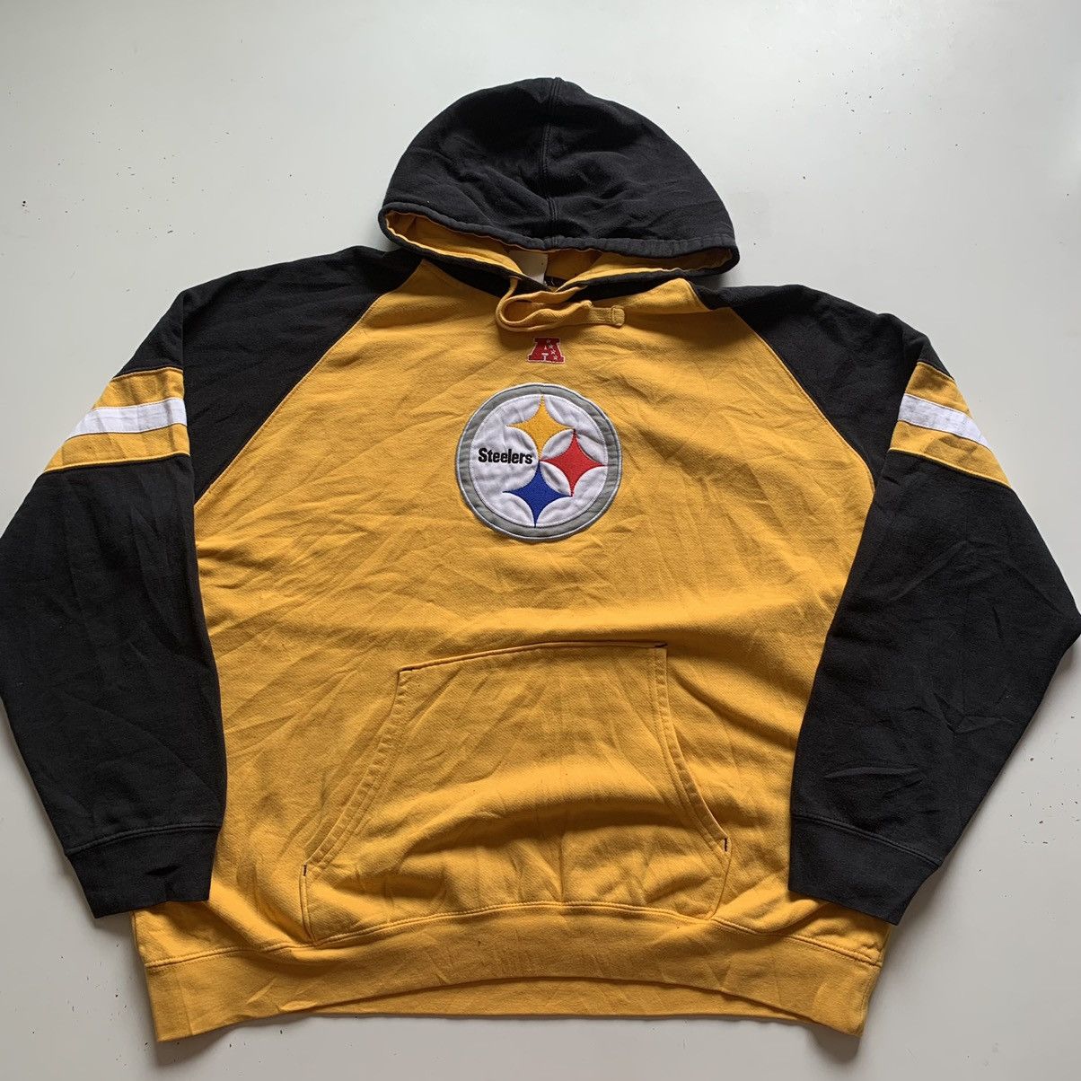 Pittsburgh Steelers Y2K Zip Up Hoodie Men's XL NFL Apparel Yellow Vtg