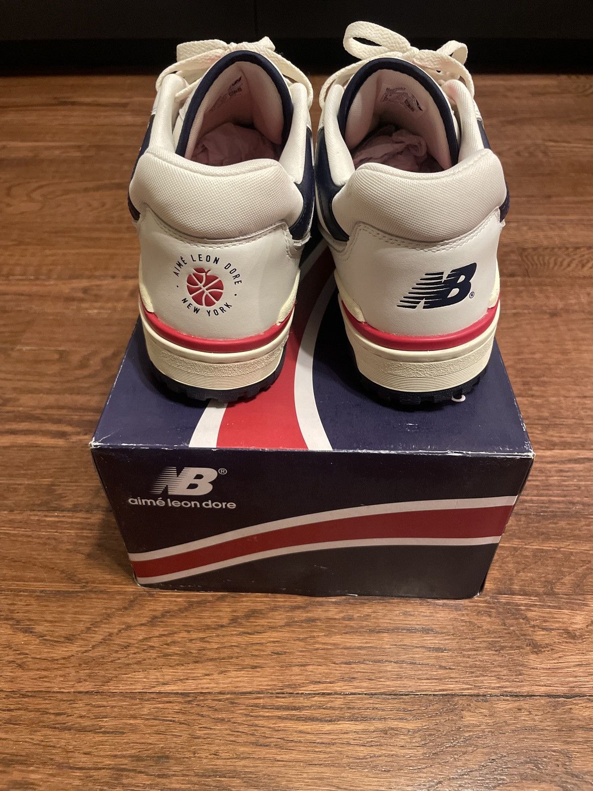 Aime Leon Dore × New Balance Aimé Leon Dore x New Balance 550 White/Navy/Red Sz. 9.5 WORN Size US 9.5 / EU 42-43 - 3 Thumbnail