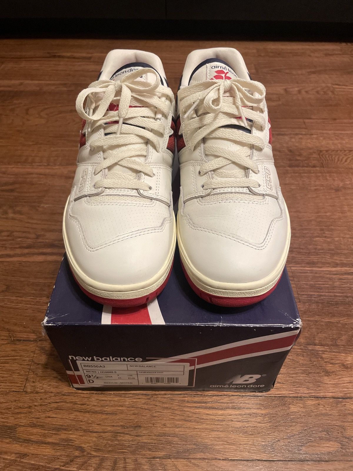 Aime Leon Dore × New Balance Aimé Leon Dore x New Balance 550 White/Navy/Red Sz. 9.5 WORN Size US 9.5 / EU 42-43 - 2 Thumbnail