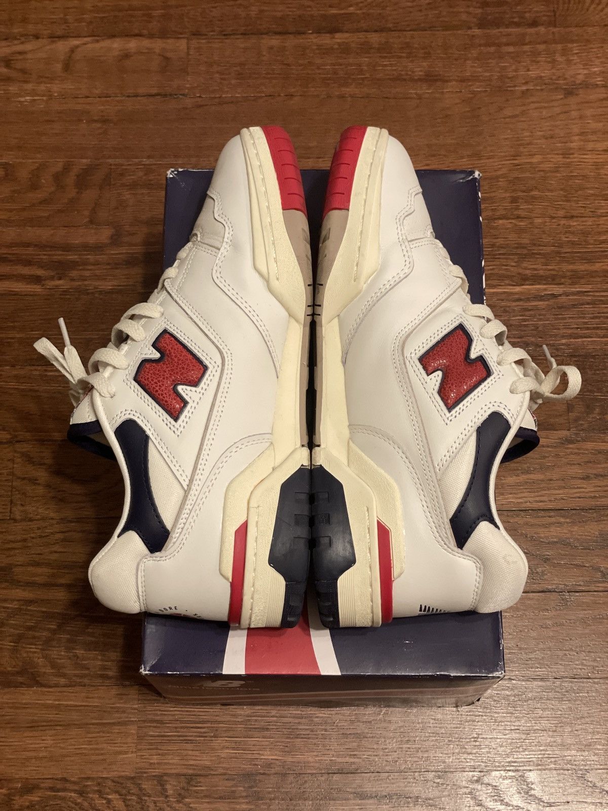 Aime Leon Dore × New Balance Aimé Leon Dore x New Balance 550 White/Navy/Red Sz. 9.5 WORN Size US 9.5 / EU 42-43 - 4 Thumbnail