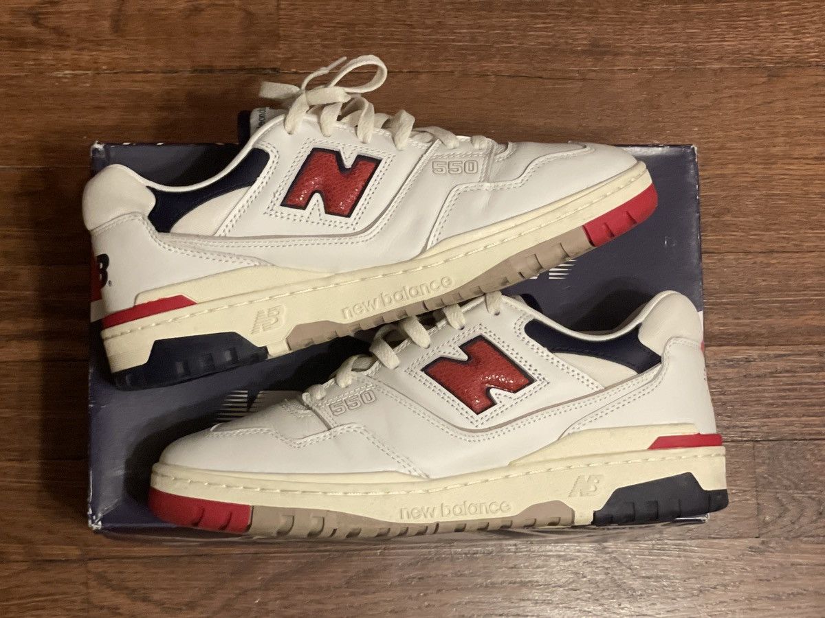 Aime Leon Dore × New Balance Aimé Leon Dore x New Balance 550 White/Navy/Red Sz. 9.5 WORN Size US 9.5 / EU 42-43 - 5 Thumbnail
