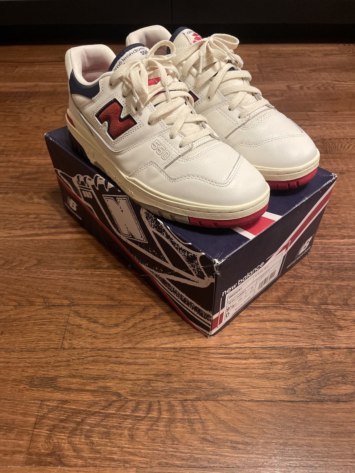 Aime Leon Dore × New Balance Aimé Leon Dore x New Balance 550 White/Navy/Red Sz. 9.5 WORN Size US 9.5 / EU 42-43 - 1 Thumbnail