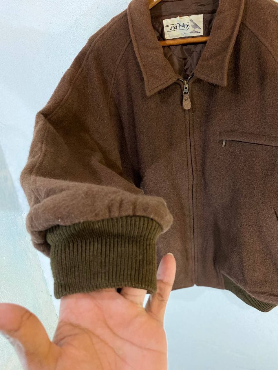 Japanese Brand Vintage Troy Bros Wool Bomber Jacket Size US XL / EU 56 / 4 - 5 Thumbnail