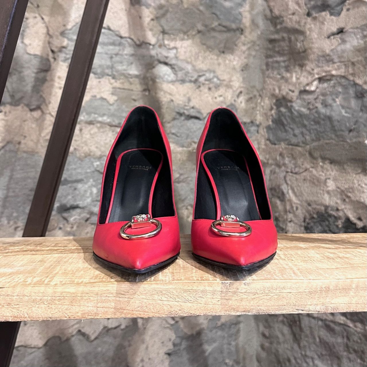 Versace Versace Red Leather Medusa Door Knocker Pumps Size US 10 / IT 40 - 3 Thumbnail