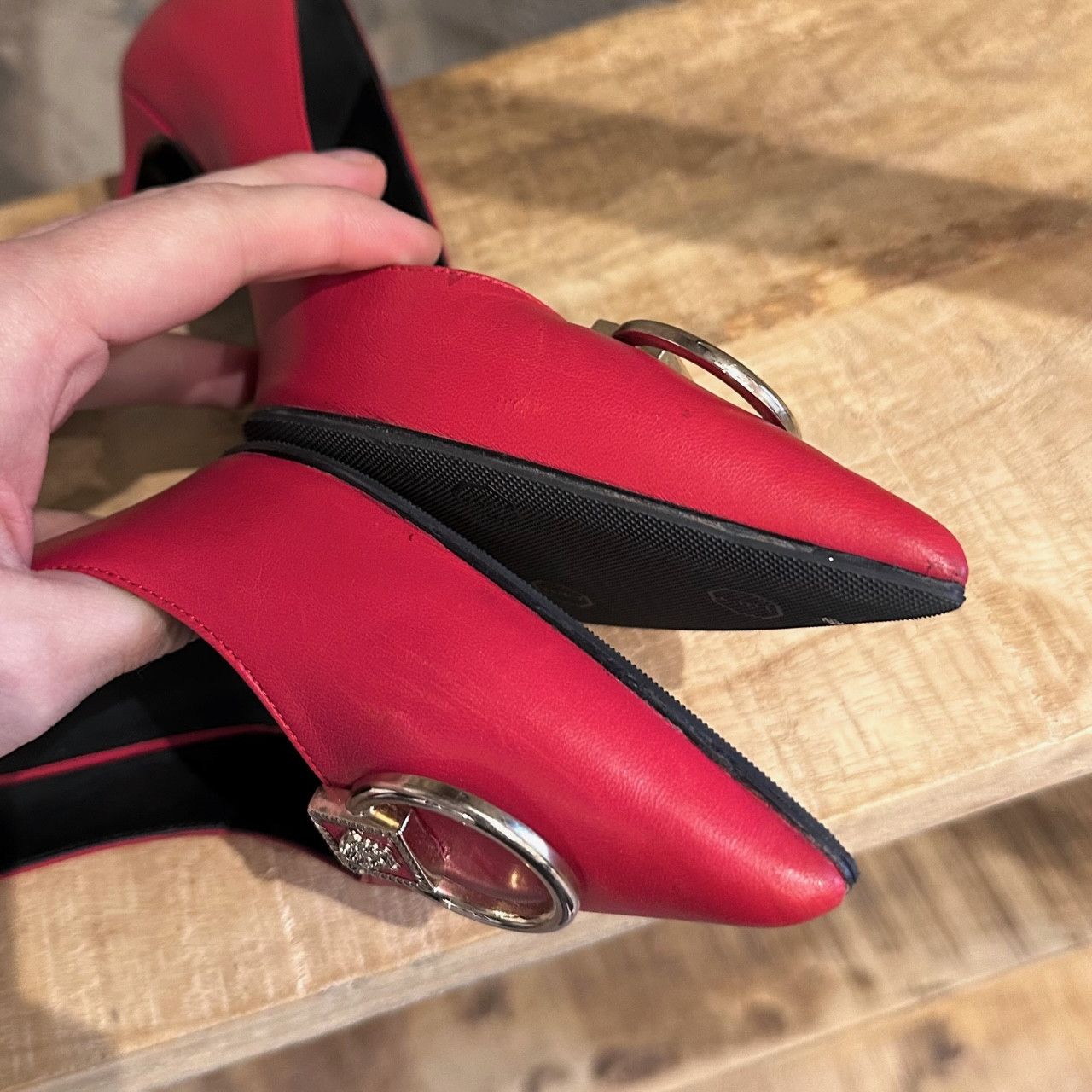 Versace Versace Red Leather Medusa Door Knocker Pumps Size US 10 / IT 40 - 12 Thumbnail