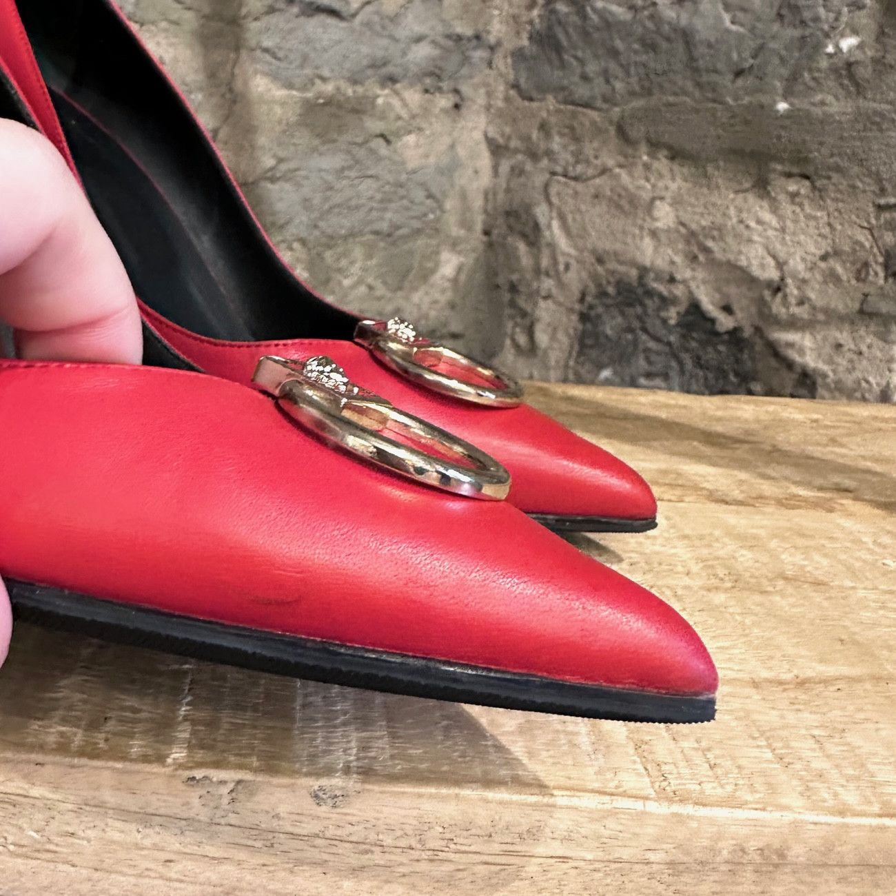 Versace Versace Red Leather Medusa Door Knocker Pumps Size US 10 / IT 40 - 6 Thumbnail