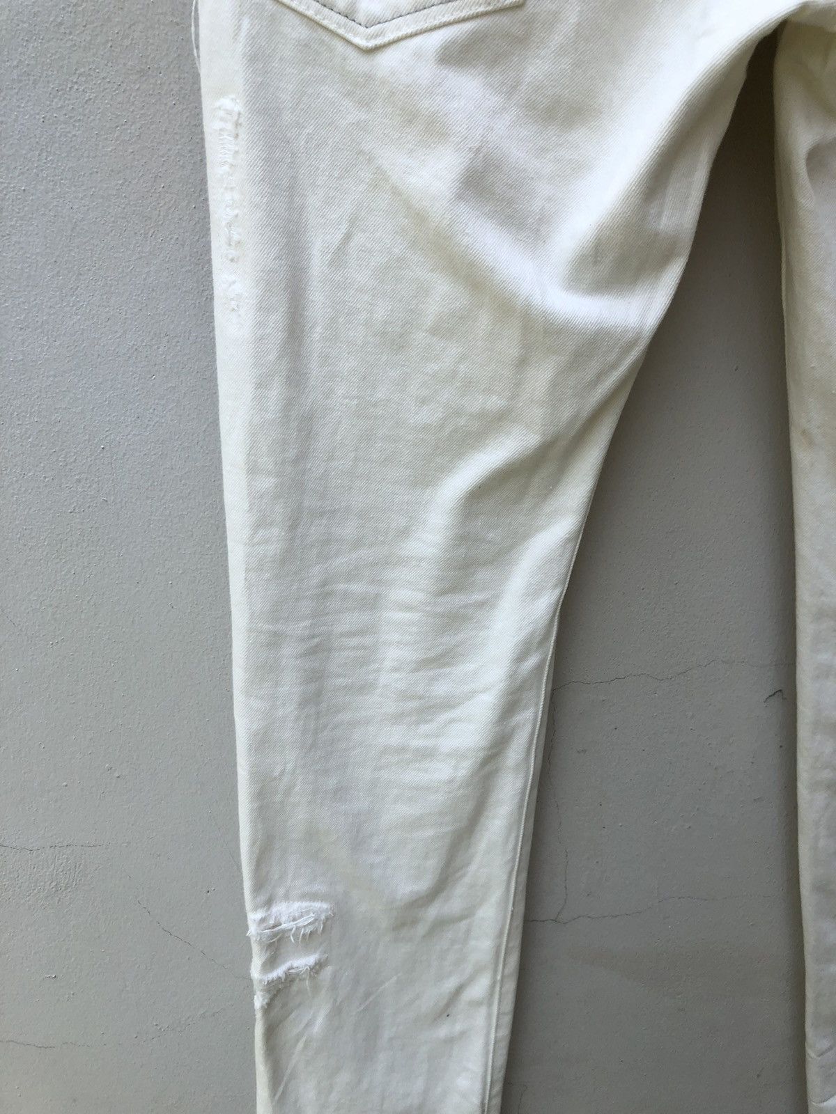 Vintage Lyric Made in Japan Rips Distressed Patchwork White Denim Size US 31 - 15 Thumbnail