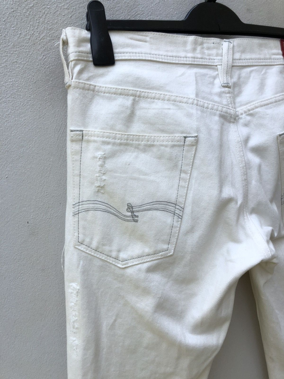 Vintage Lyric Made in Japan Rips Distressed Patchwork White Denim Size US 31 - 13 Thumbnail