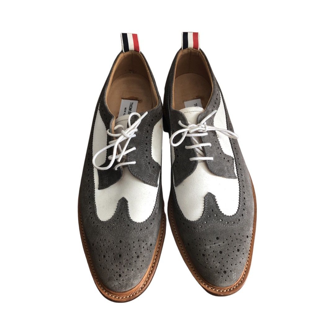 Thom Browne THOM BROWNE WHITE GREY SUEDE LONGWING BROGUE Size US 11 / EU 44 - 2 Thumbnail