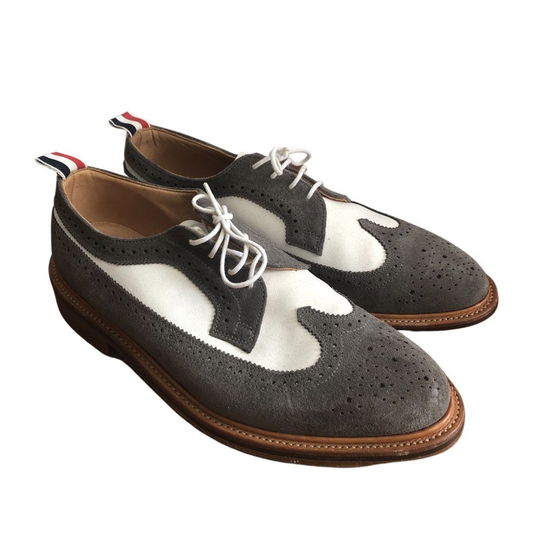 Thom Browne THOM BROWNE WHITE GREY SUEDE LONGWING BROGUE Size US 11 / EU 44 - 1 Thumbnail