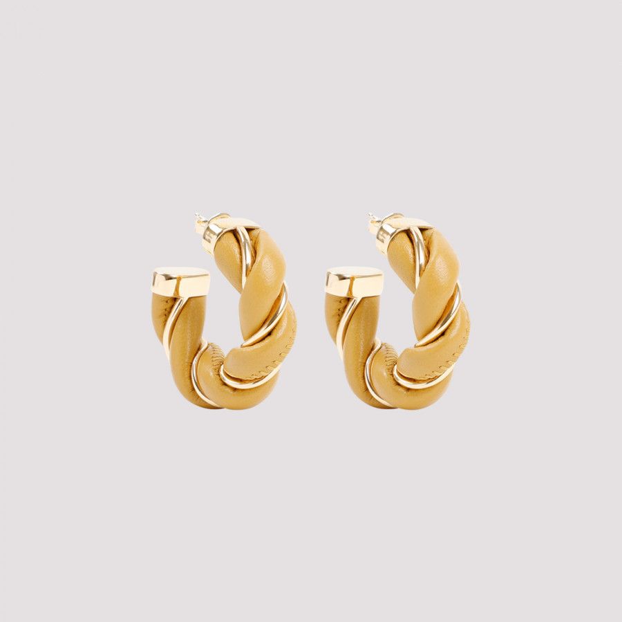 Bottega Veneta BOTTEGA VENETA Twist circle yellow leather silver earrings q Size ONE SIZE - 1 Thumbnail