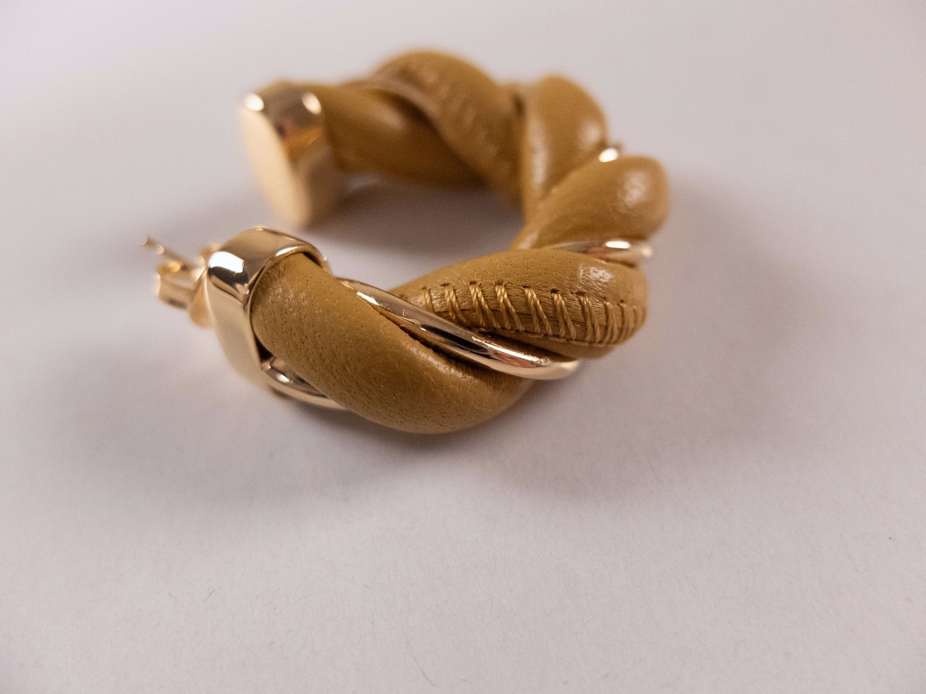 Bottega Veneta BOTTEGA VENETA Twist circle yellow leather silver earrings q Size ONE SIZE - 5 Thumbnail