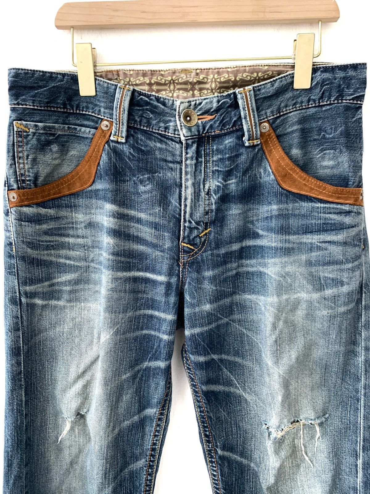 Edwin Vintage Edwin Suede Distressed Denim Jeans Size US 35 - 3 Thumbnail
