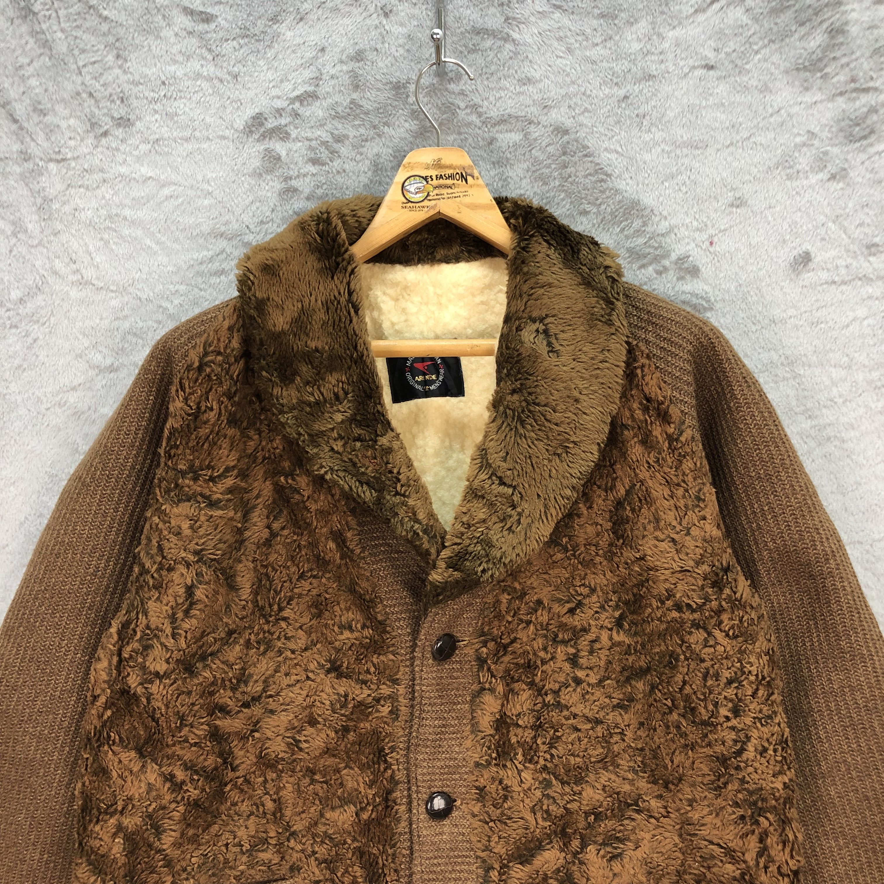 Japanese Brand Aronde Faux Fur Knitted Sherpa Coat Jacket #5810-208 Size US L / EU 52-54 / 3 - 2 Thumbnail