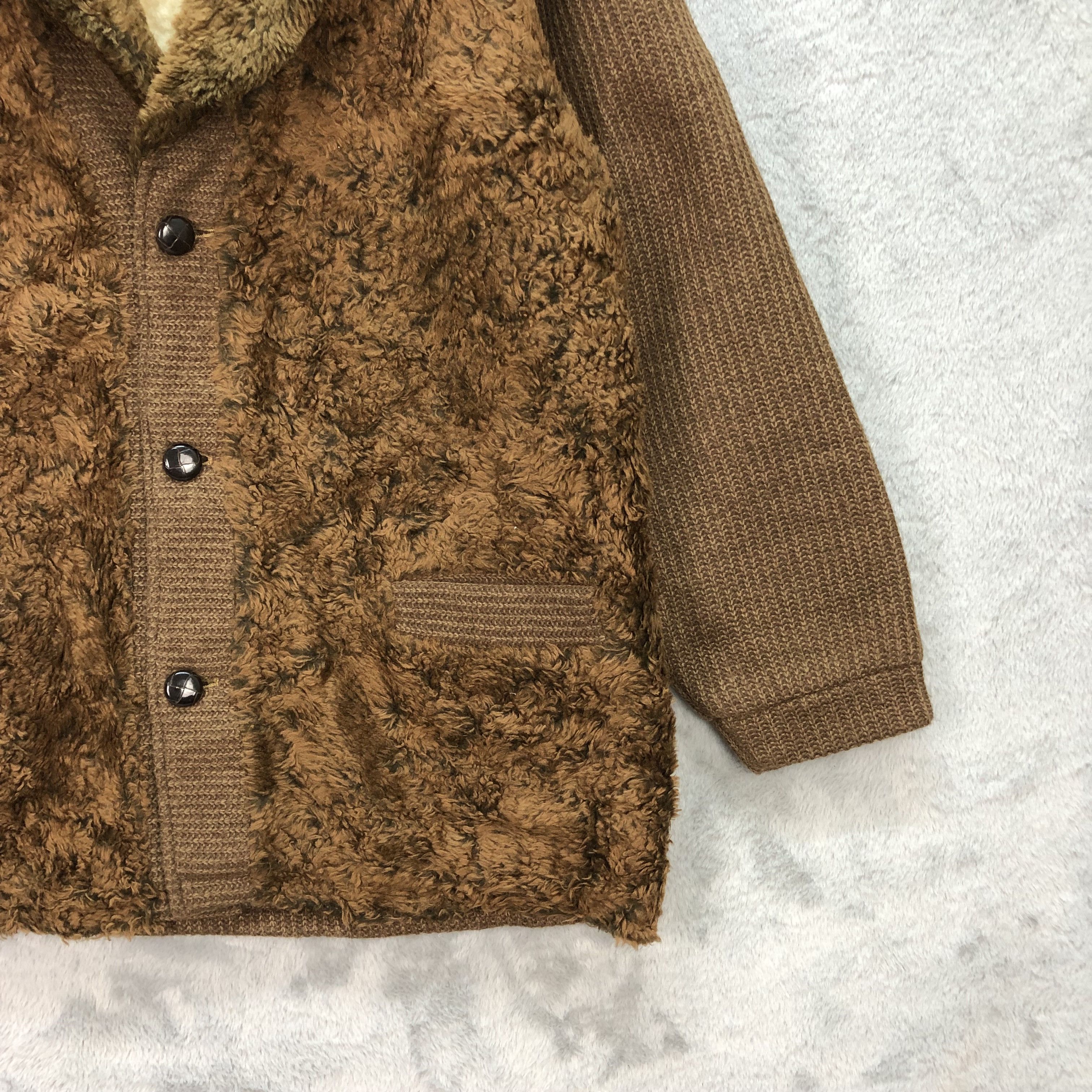 Japanese Brand Aronde Faux Fur Knitted Sherpa Coat Jacket #5810-208 Size US L / EU 52-54 / 3 - 5 Thumbnail