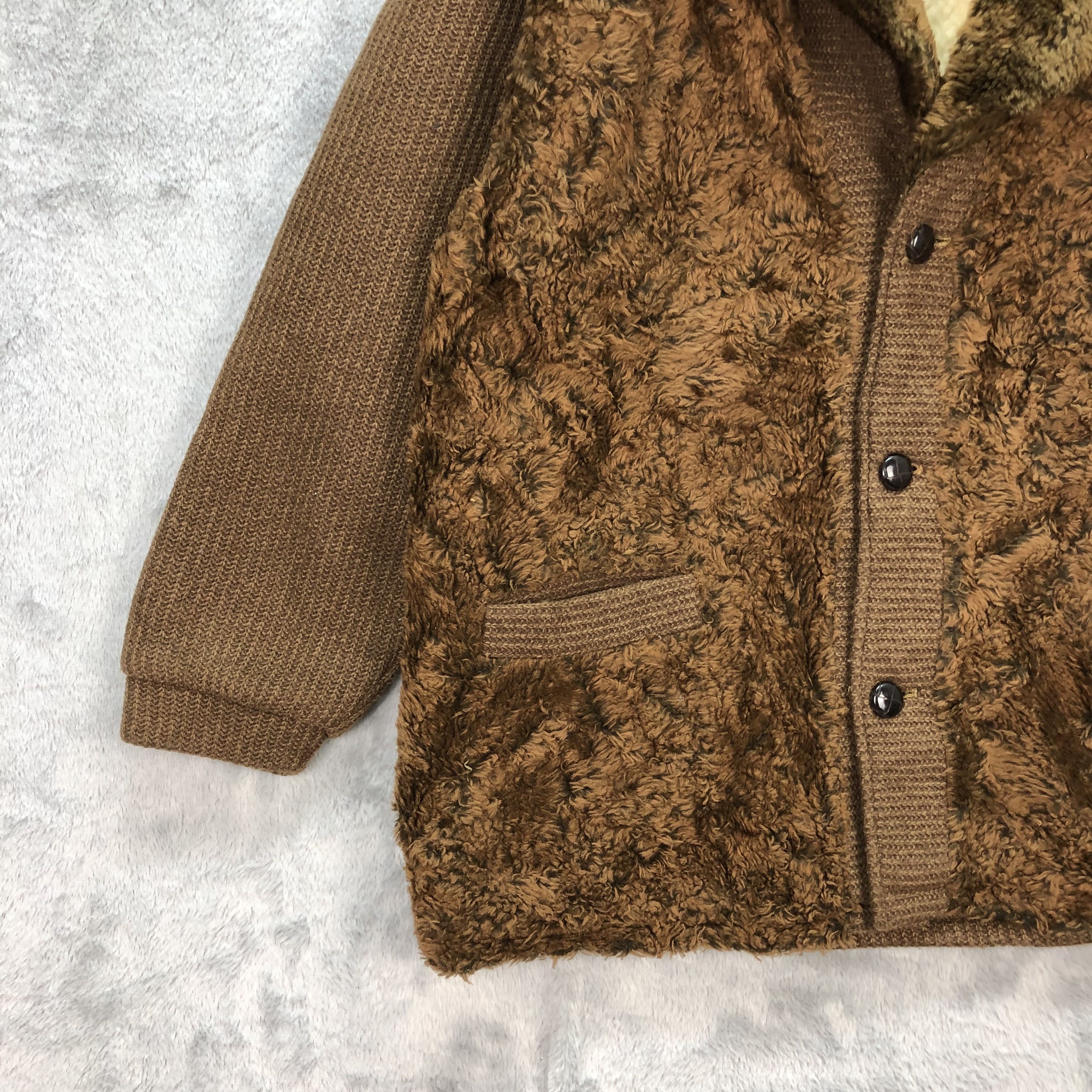Japanese Brand Aronde Faux Fur Knitted Sherpa Coat Jacket #5810-208 Size US L / EU 52-54 / 3 - 4 Thumbnail