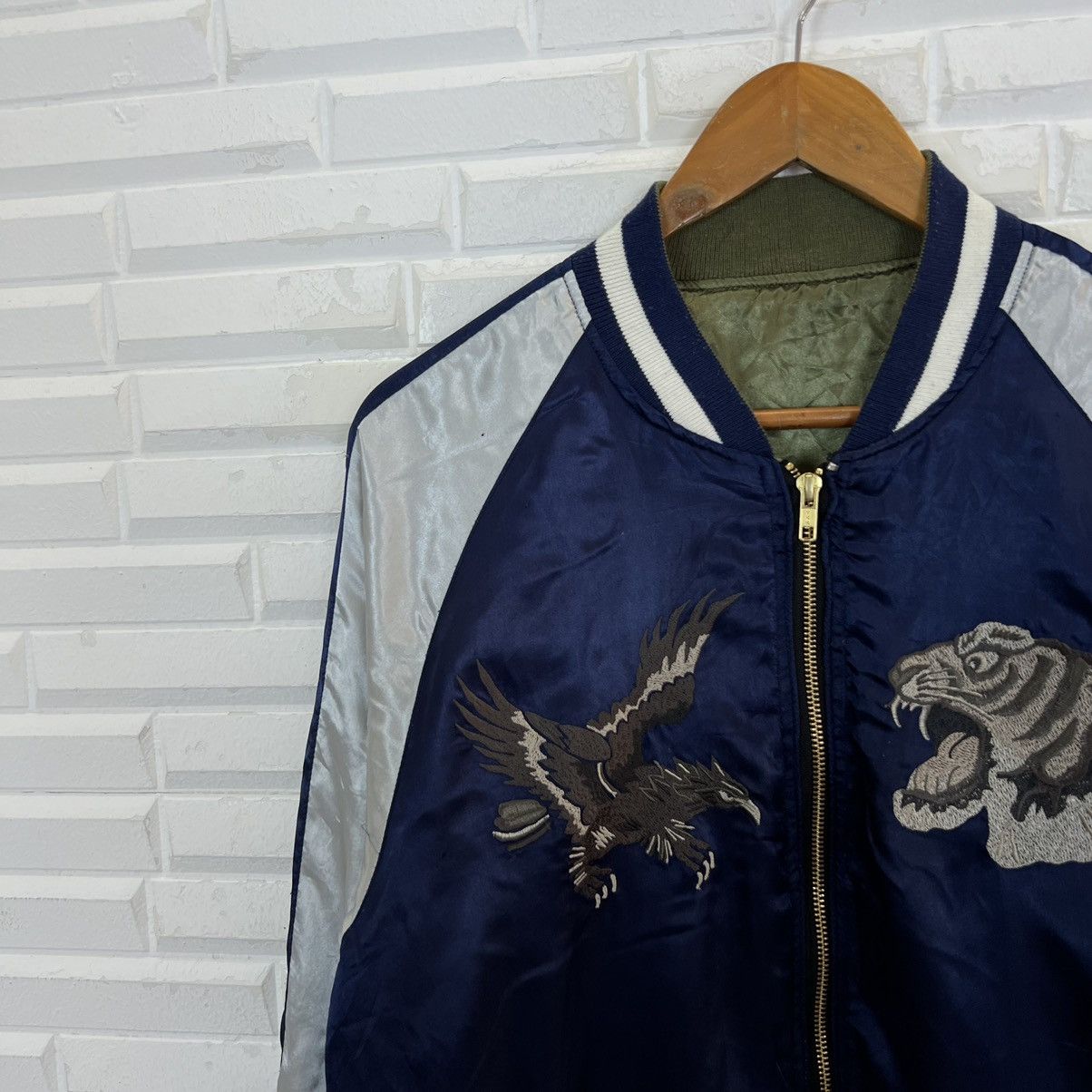 Japanese Brand RARE SUKAJAN JACKET DRAGON TIGER EMBROIDED BIG LOGO Size US L / EU 52-54 / 3 - 6 Thumbnail