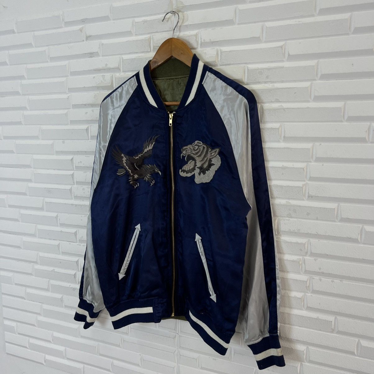 Japanese Brand RARE SUKAJAN JACKET DRAGON TIGER EMBROIDED BIG LOGO Size US L / EU 52-54 / 3 - 2 Thumbnail