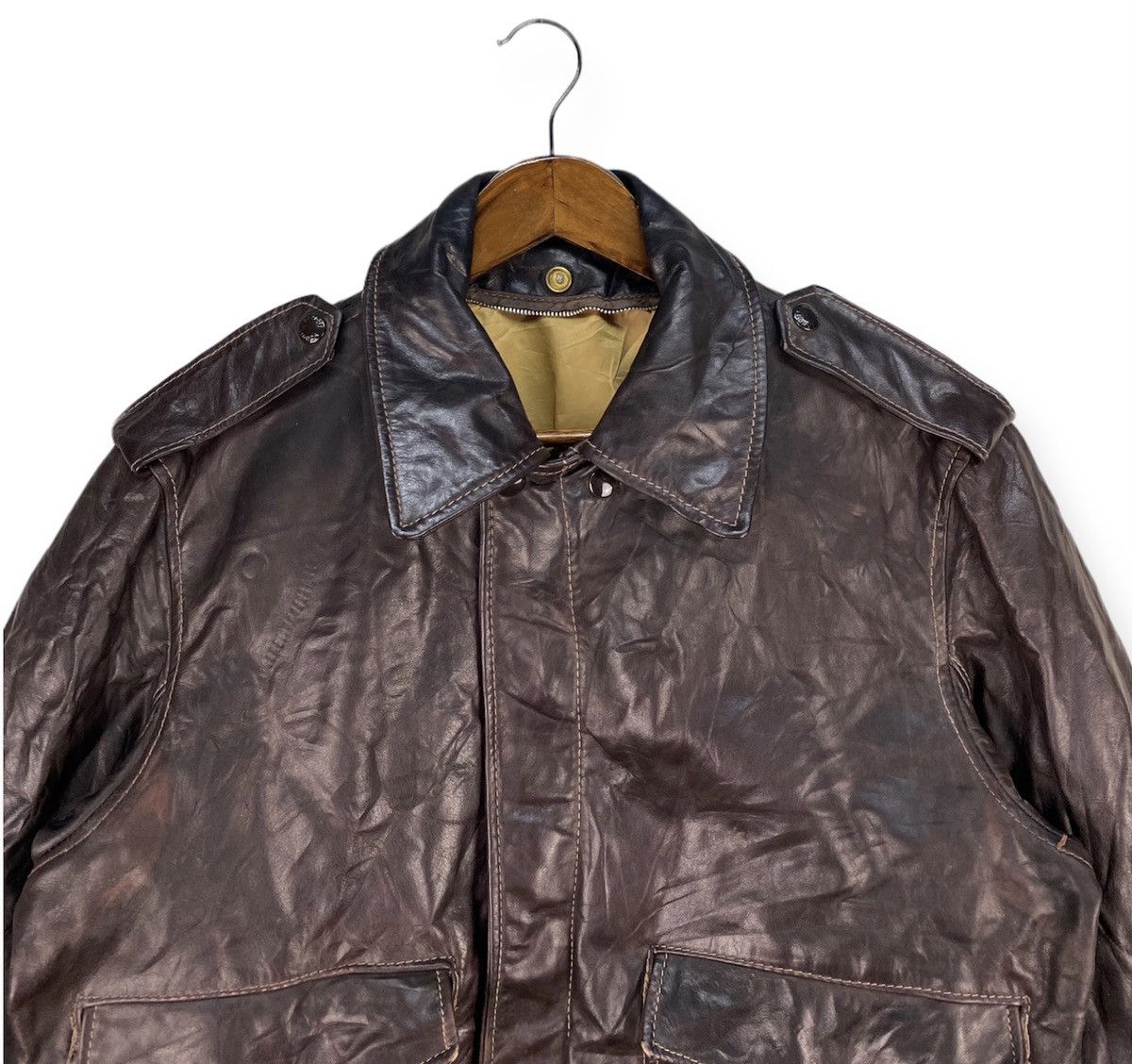 Schott Vintage Scott Nyc A-2 Naked Cowhide Leather Flight Jacket Size US M / EU 48-50 / 2 - 2 Thumbnail