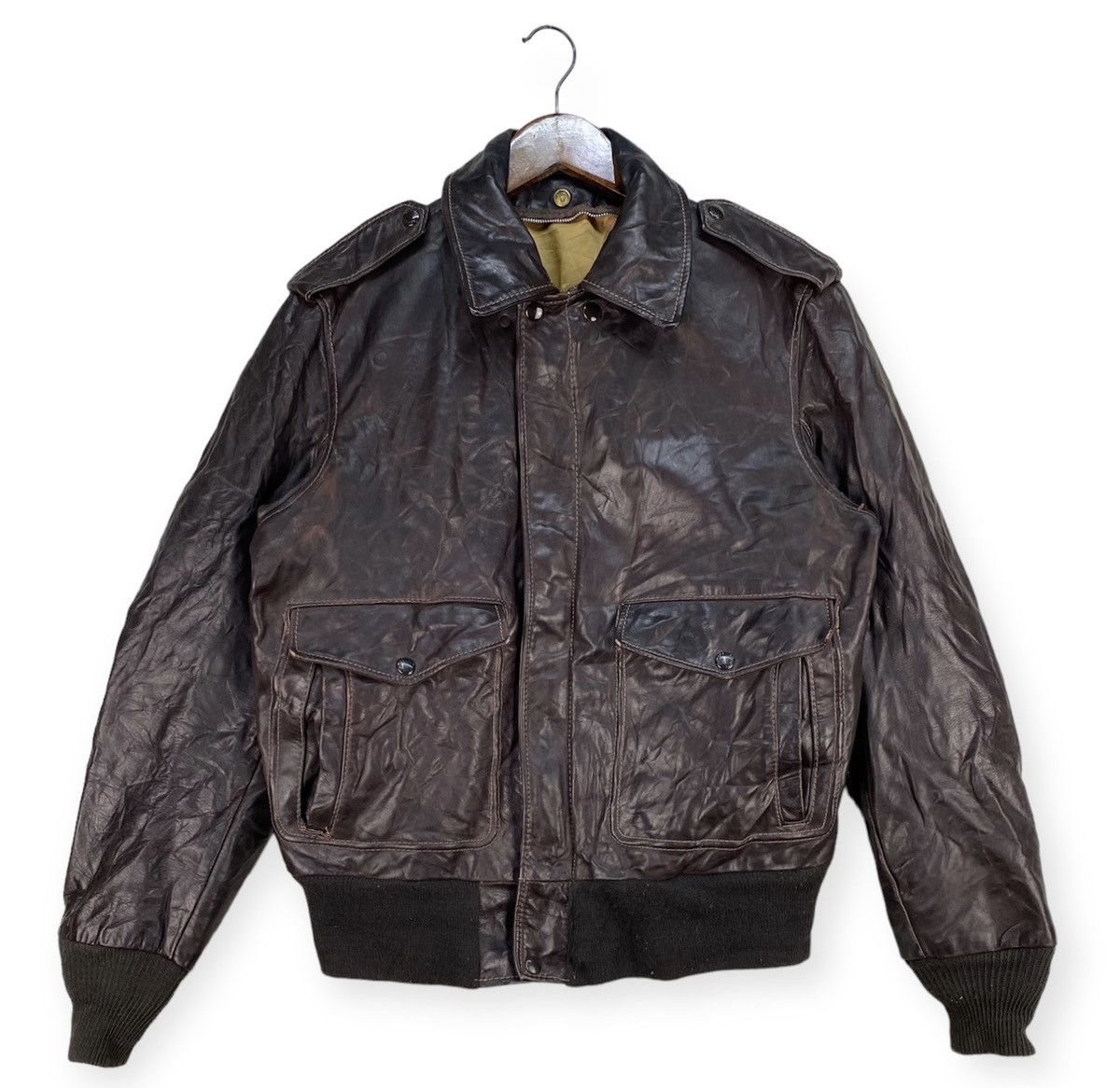 Schott Vintage Scott Nyc A-2 Naked Cowhide Leather Flight Jacket Size US M / EU 48-50 / 2 - 1 Thumbnail