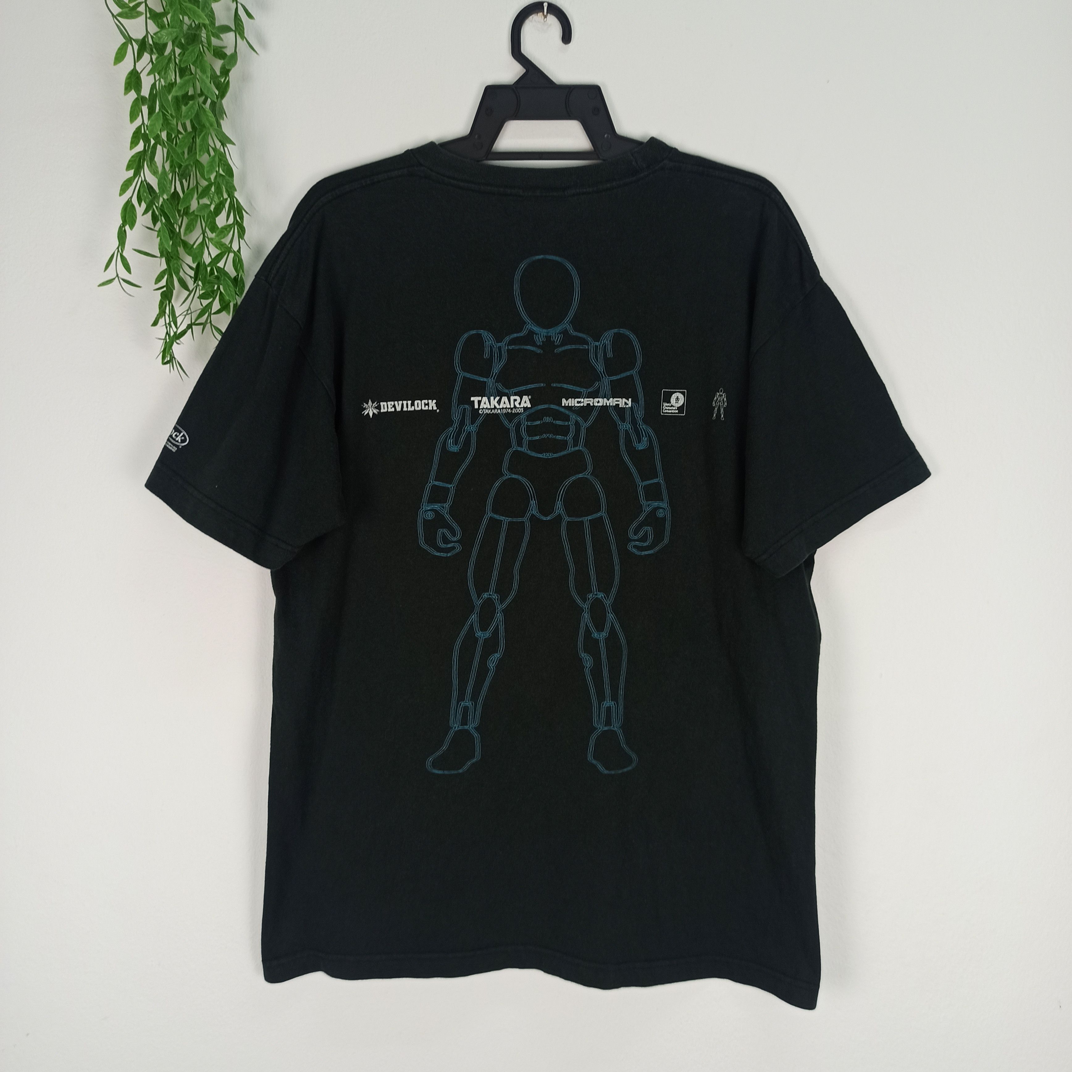 image of Character Hero x Devilock Microman Robot X Takara Tshirt in Black, Men's (Size Large)