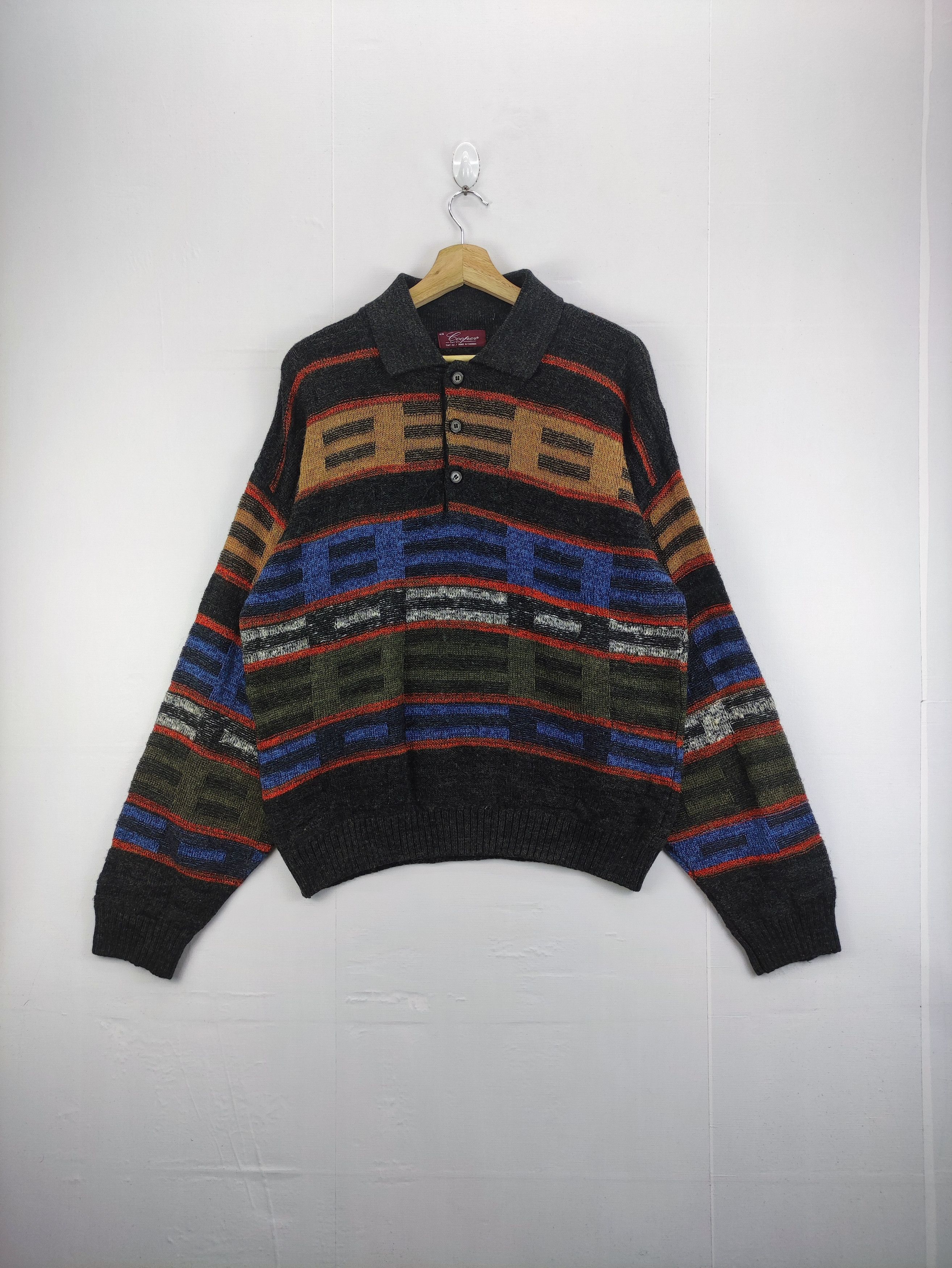 Aran Isles Knitwear Vintage Knit Polo Shirts Sweater By Cooper Size US M / EU 48-50 / 2 - 1 Thumbnail