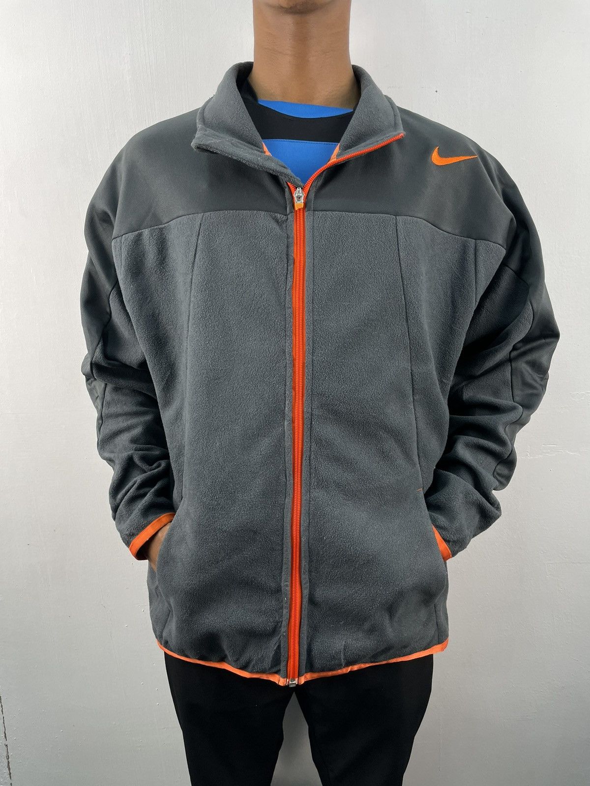 Nike Nike Fleece Jacket Therma-Fit Colorblock Grey Size US L / EU 52-54 / 3 - 1 Thumbnail