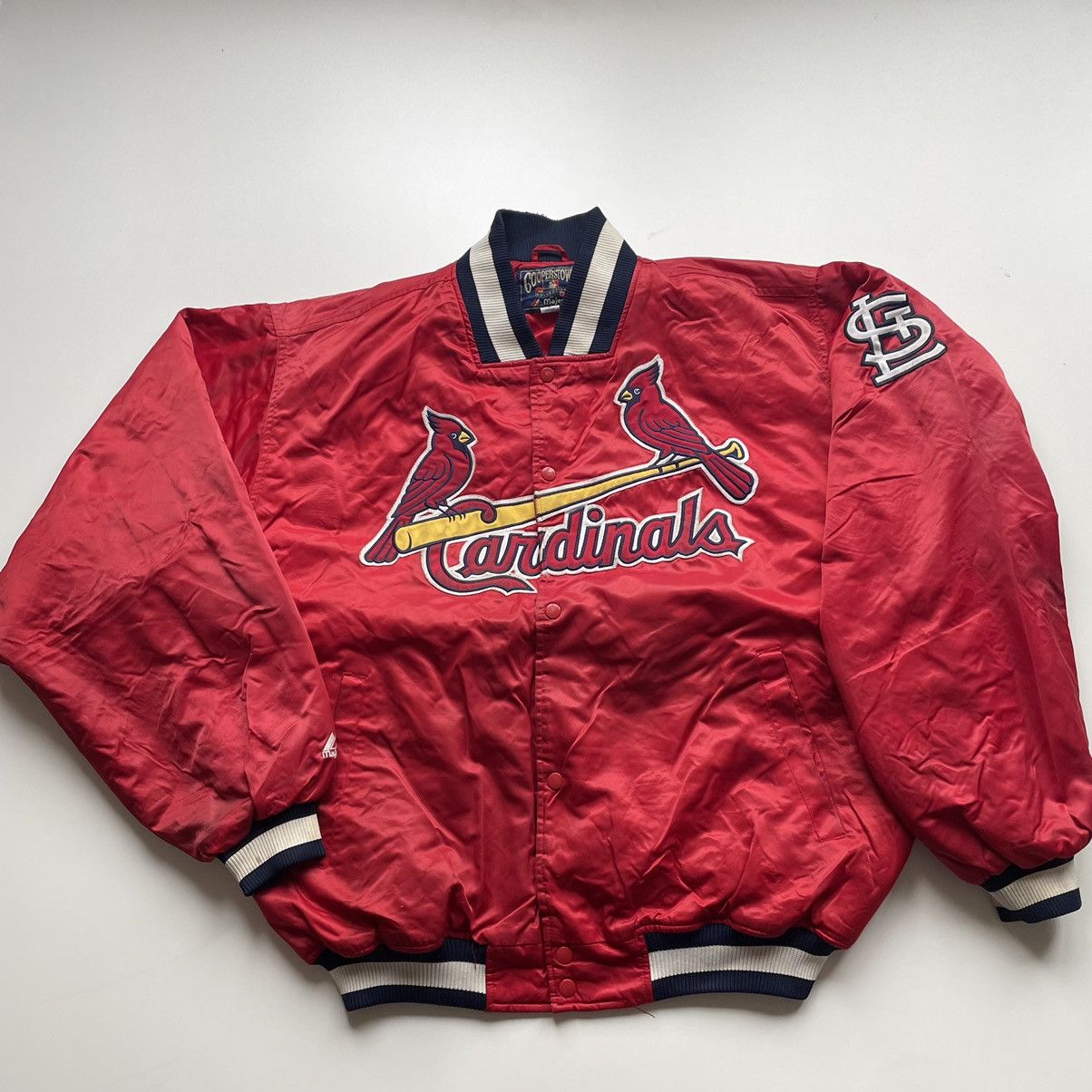 image of Cooperstown Collection x Mlb Vintage 90's Y2K St.louis Cardinals Mlb Satin Jacket in Red (Size 2XL)