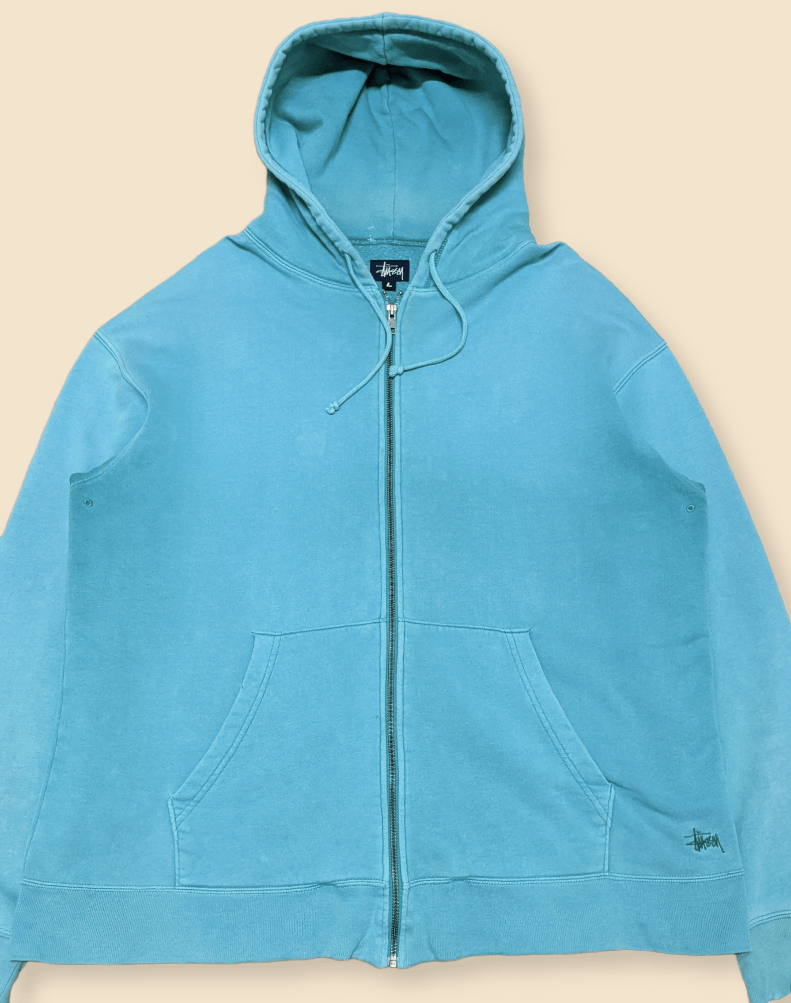 Stussy × Vintage Vintage Stussy Distressed Tonal Oversized Zipped Hoodie Size US L / EU 52-54 / 3 - 3 Thumbnail