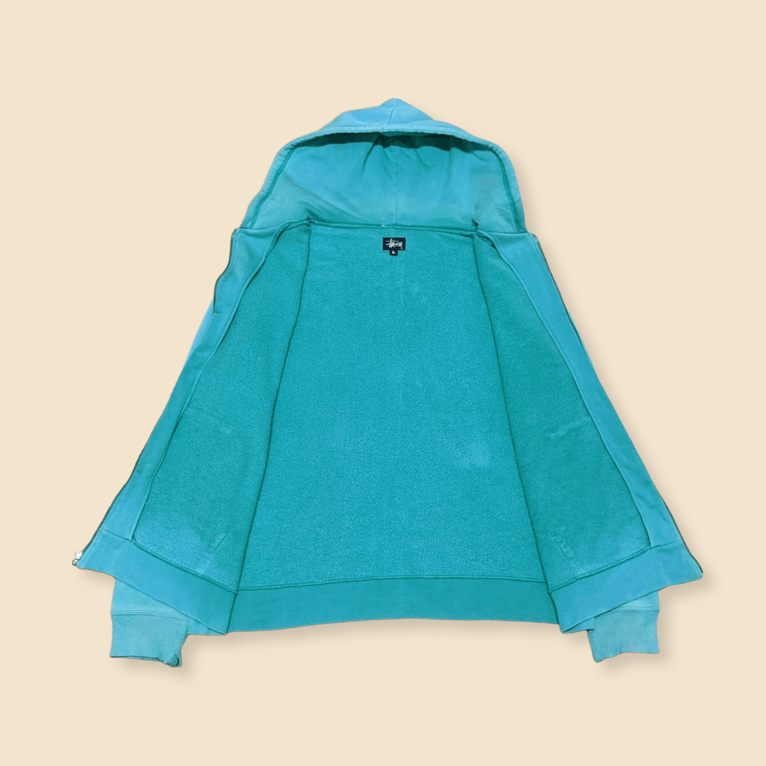Stussy × Vintage Vintage Stussy Distressed Tonal Oversized Zipped Hoodie Size US L / EU 52-54 / 3 - 7 Thumbnail