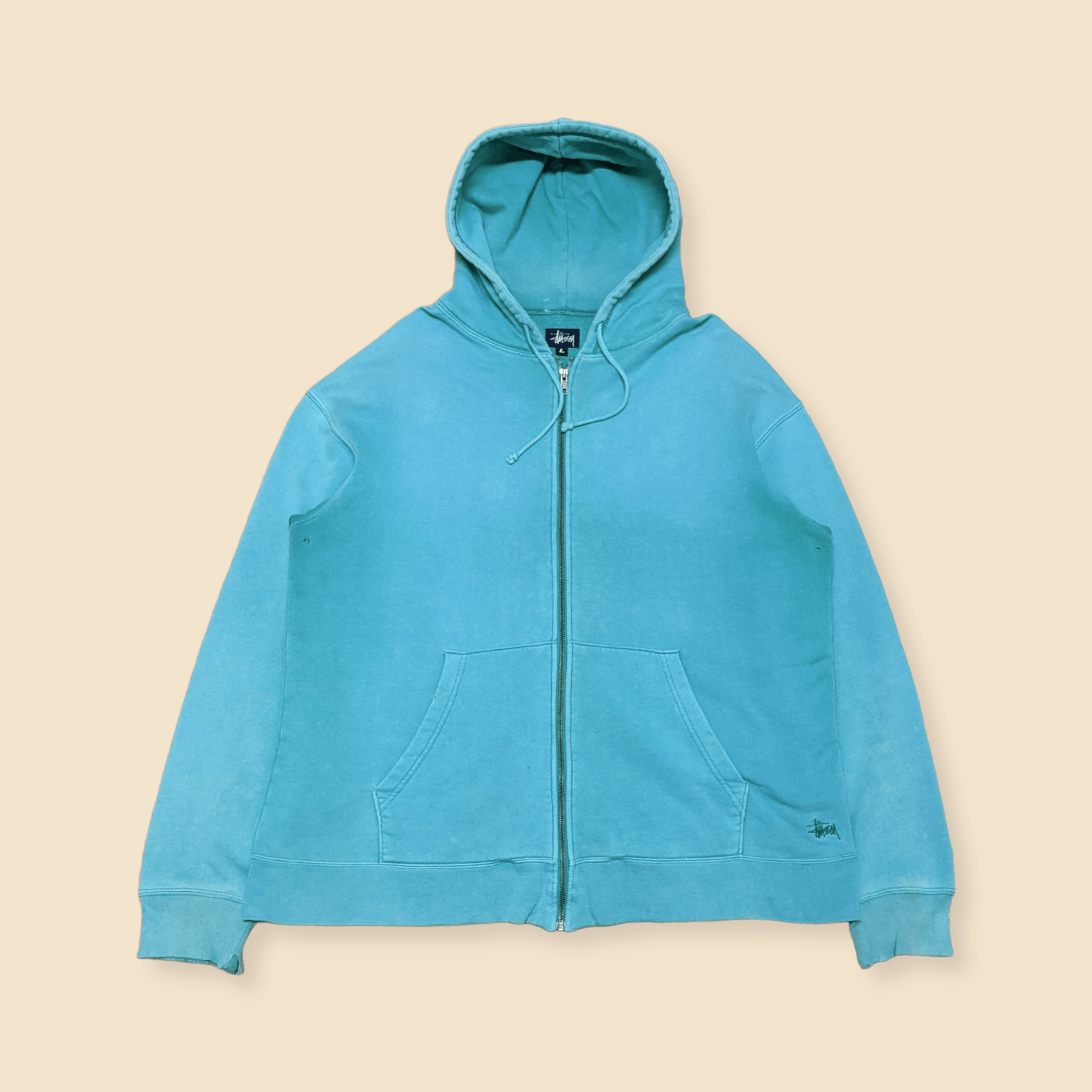 Stussy × Vintage Vintage Stussy Distressed Tonal Oversized Zipped Hoodie Size US L / EU 52-54 / 3 - 1 Thumbnail