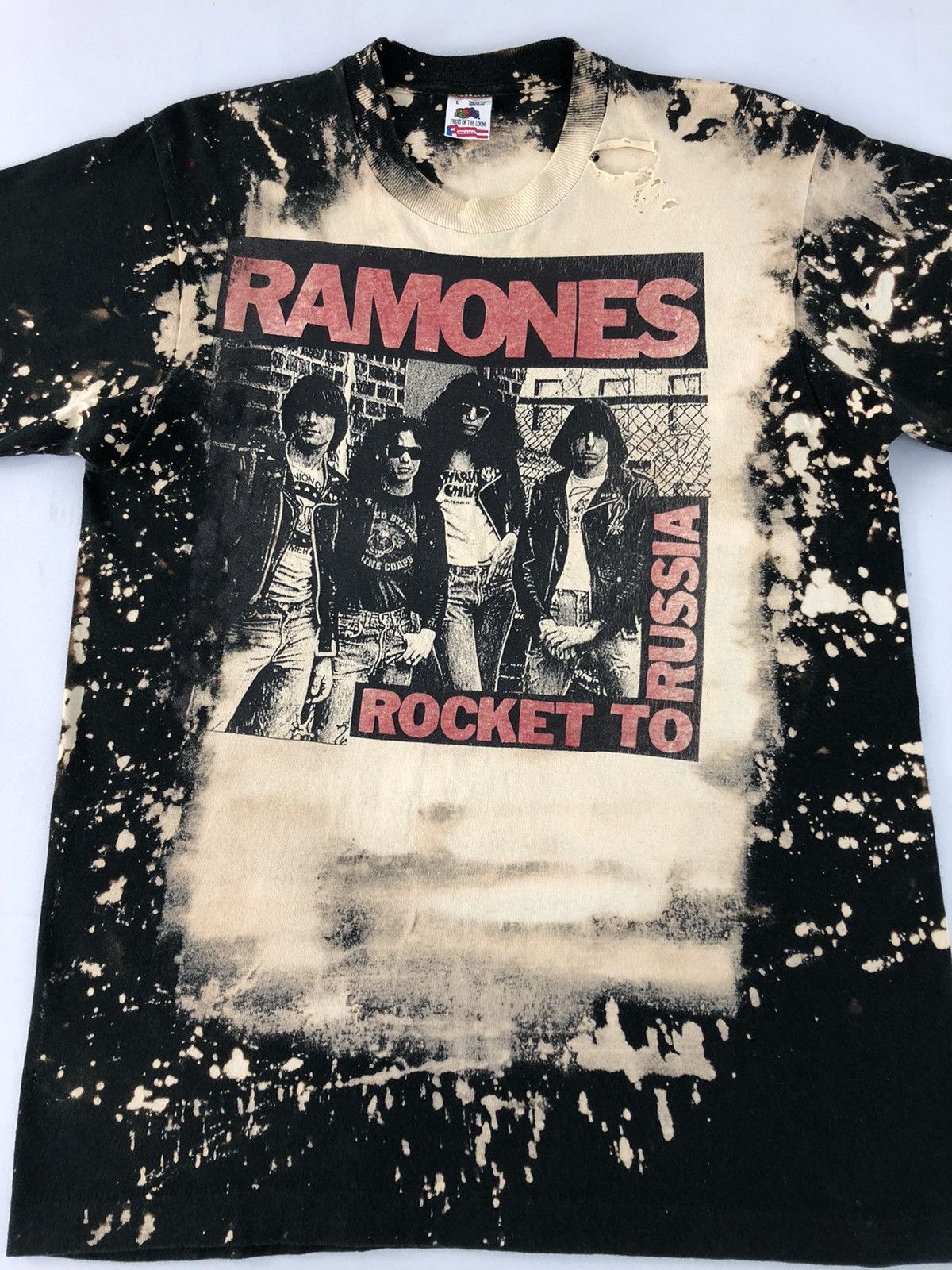 Band Tees × Vintage 80s Ramones Rocket To Russia American Punk Rock Tye Dye Acid Size US M / EU 48-50 / 2 - 3 Thumbnail