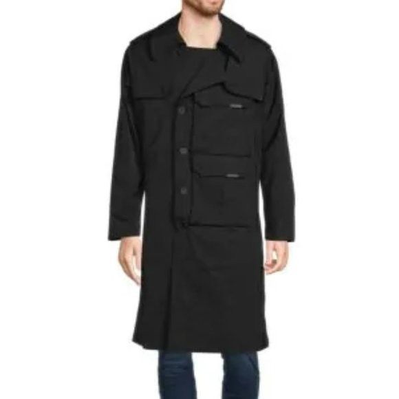 NWT $895 NEW RtA WYATT BLACK TRENCH COAT SZ LARGE