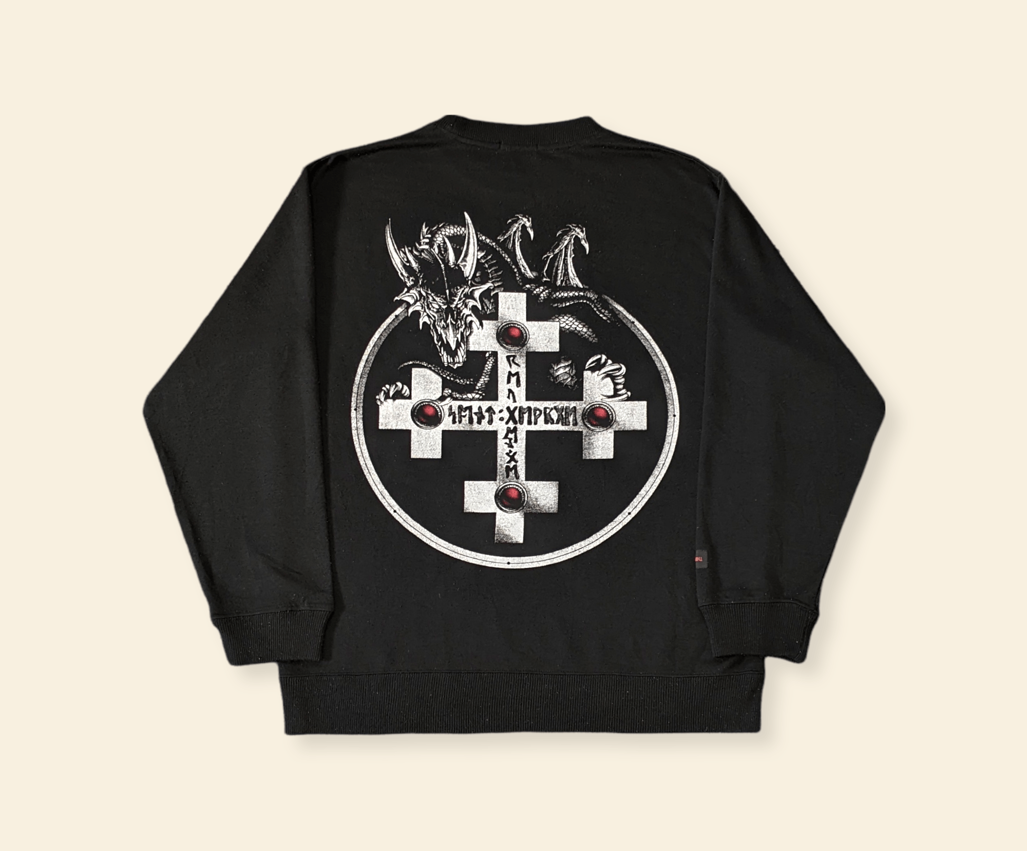 Japanese Brand × Seditionaries × Vintage Vintage 90s Third Row Dragon Cross Metal Style Sweatshirt Size US M / EU 48-50 / 2 - 1 Thumbnail