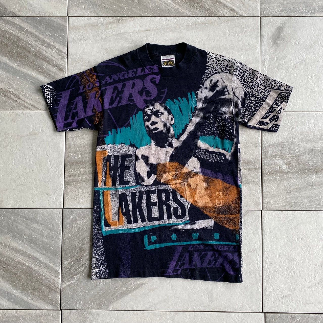 VTG 90s Magic Johnson New York NY Giants AOP All Over Print T-Shirt Mens  Large