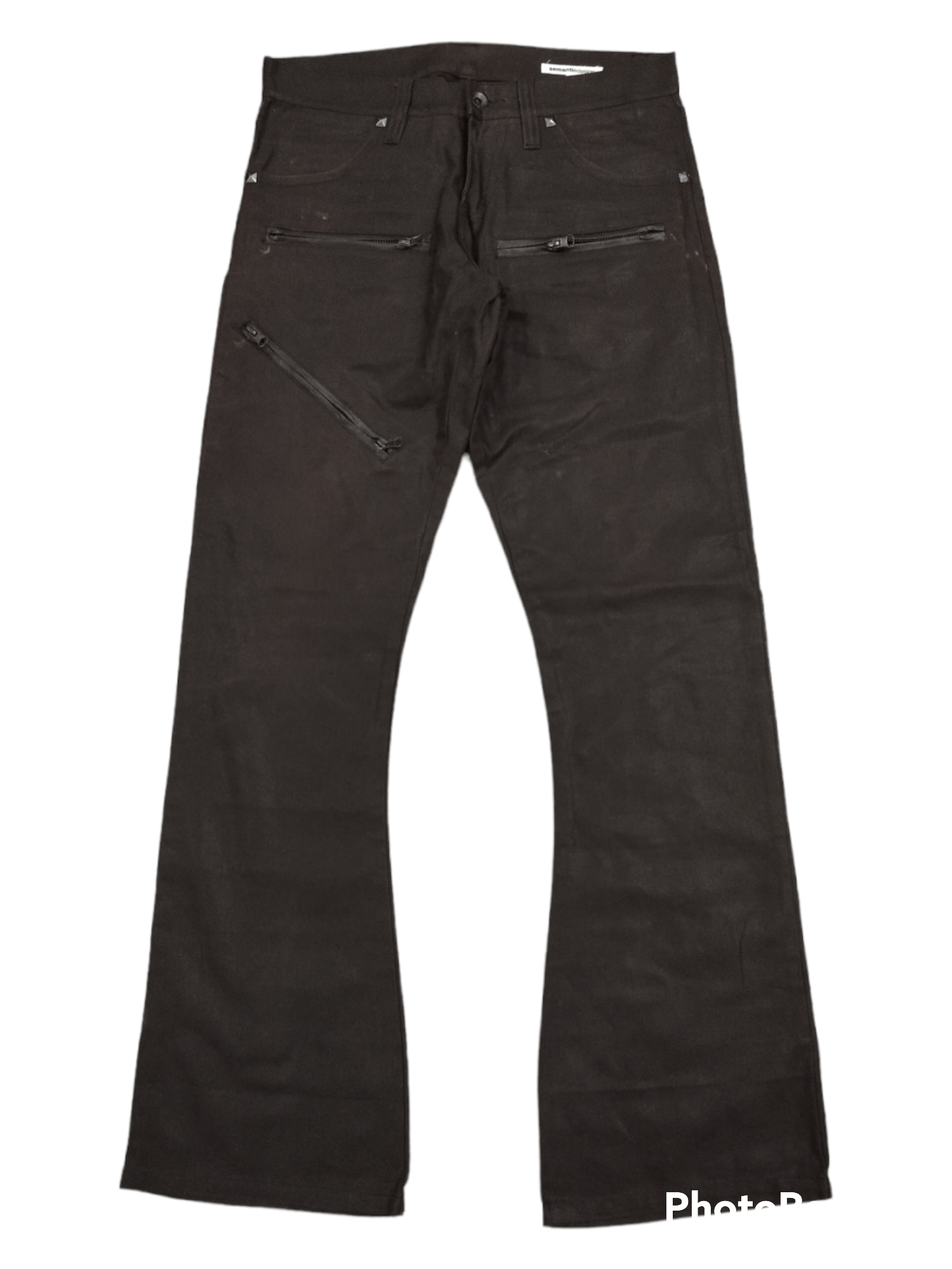 Pre-owned Avant Garde X Hype Flare Waxed Semantic Design Tactical Denim Pants In Dark Brown Waxed